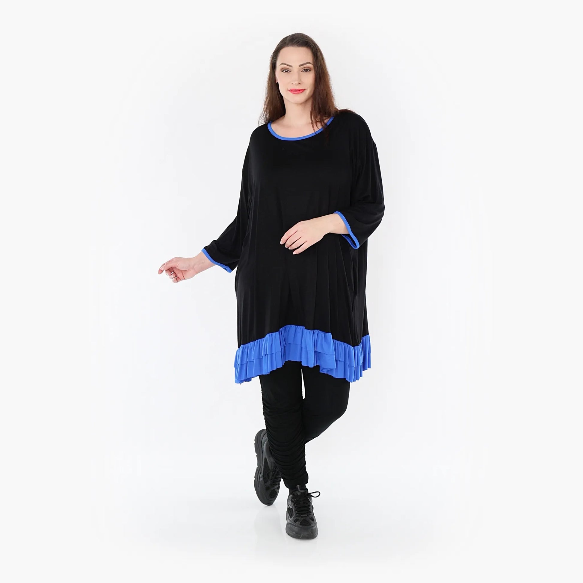  A-Form Shirt von AKH Fashion aus Viskose, 1416.06916, Schwarz/Blau, Schick, Modern, Bequem