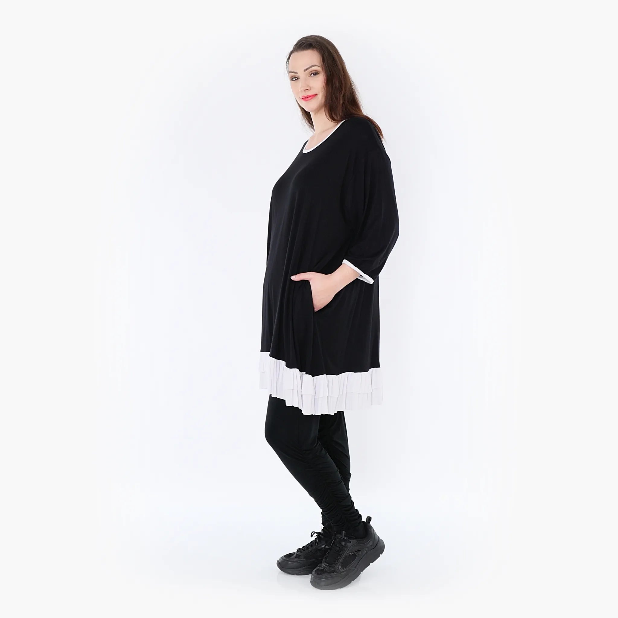  A-Form Shirt von AKH Fashion aus Viskose, 1416.06916, Schwarz/Weiß, Schick, Modern, Bequem