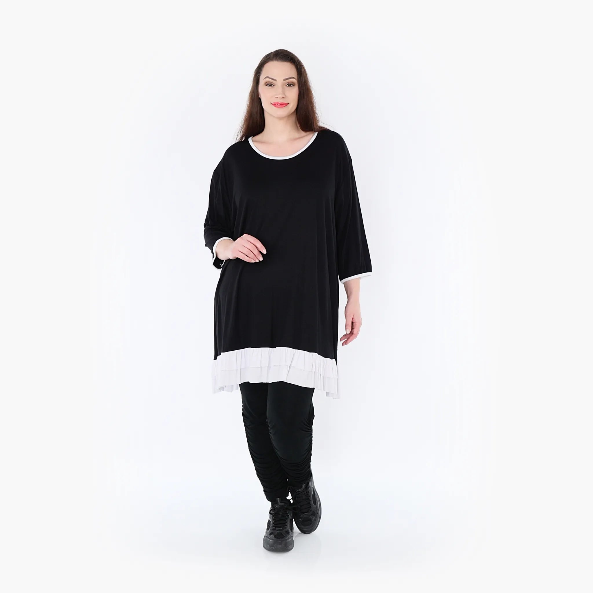  A-Form Shirt von AKH Fashion aus Viskose, 1416.06916, Schwarz/Weiß, Schick, Modern, Bequem