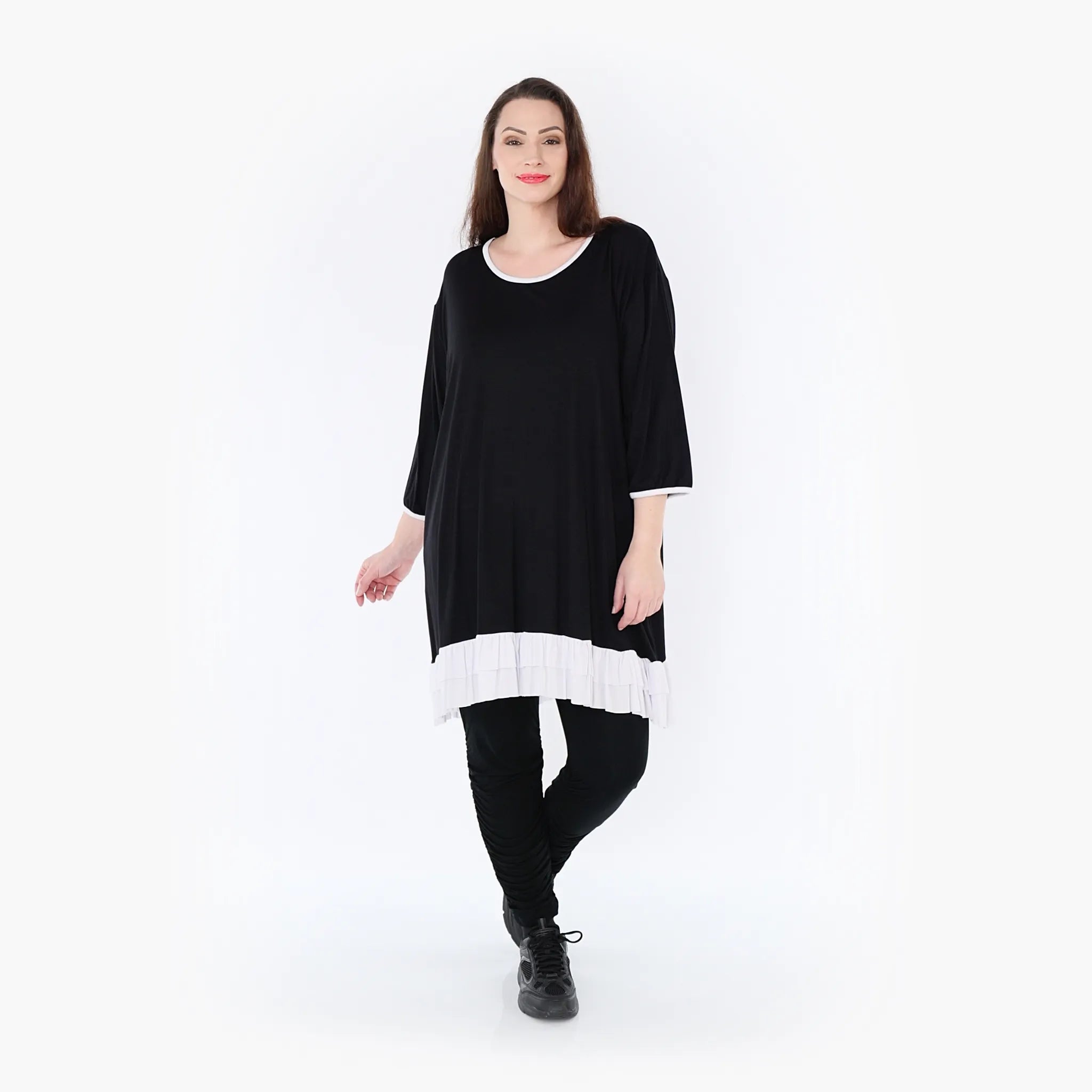  A-Form Shirt von AKH Fashion aus Viskose, 1416.06916, Schwarz/Weiß, Schick, Modern, Bequem