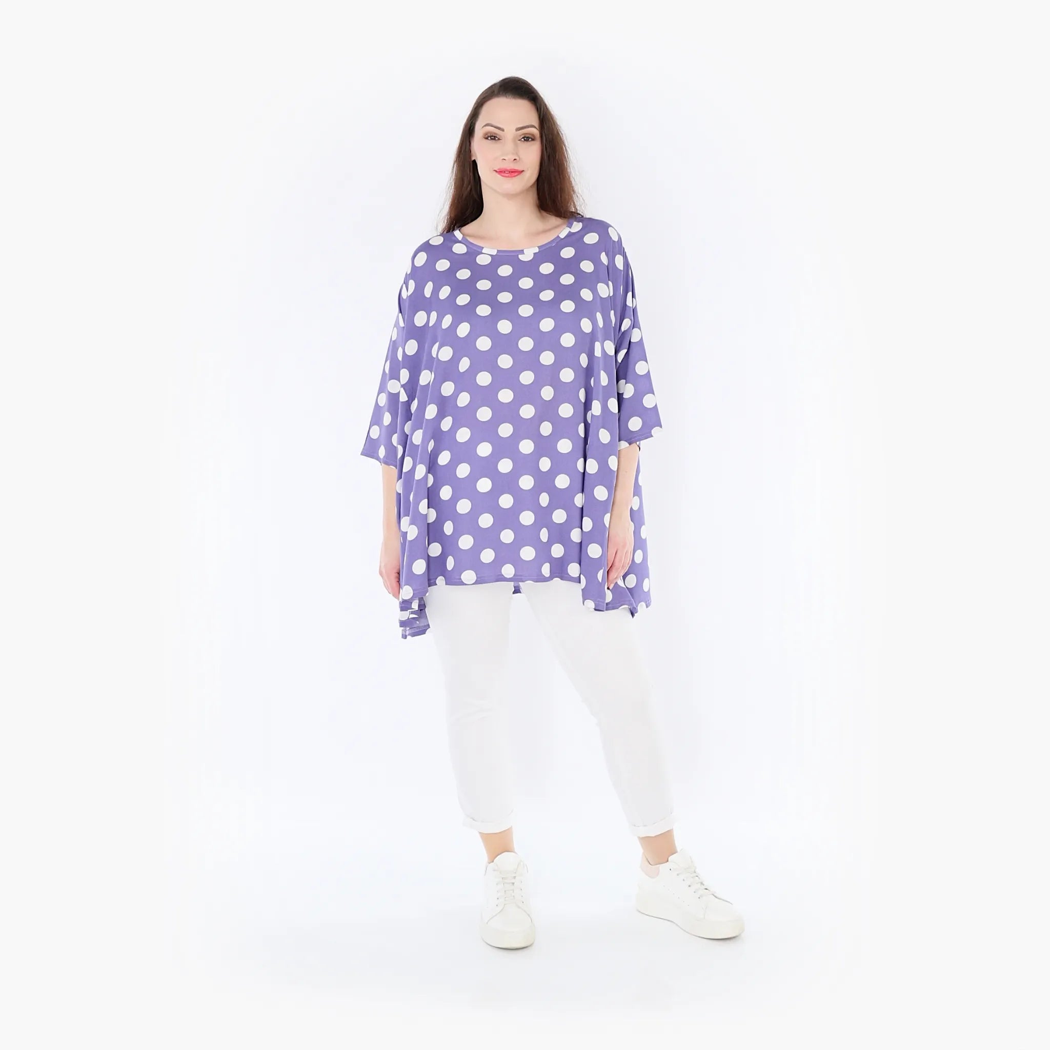  A-Form Bigshirt von AKH Fashion aus Viskose, 1417.00593, Flieder/Weiß, Schick, Modern, Bequem