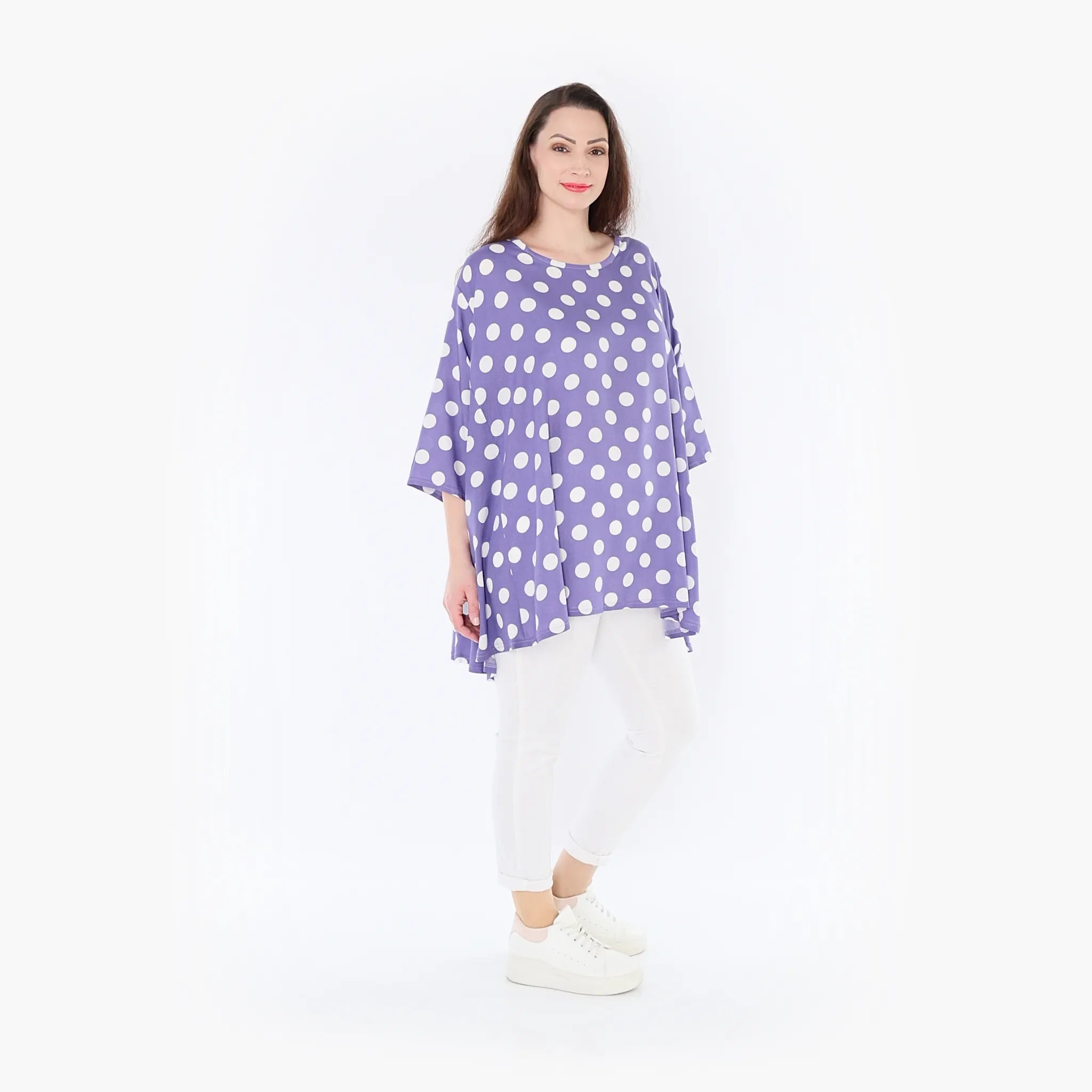  A-Form Bigshirt von AKH Fashion aus Viskose, 1417.00593, Flieder/Weiß, Schick, Modern, Bequem