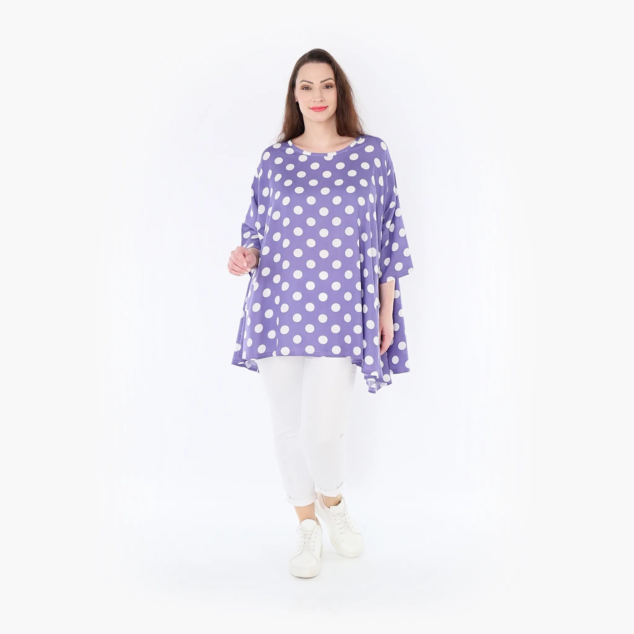  A-Form Bigshirt von AKH Fashion aus Viskose, 1417.00593, Flieder/Weiß, Schick, Modern, Bequem