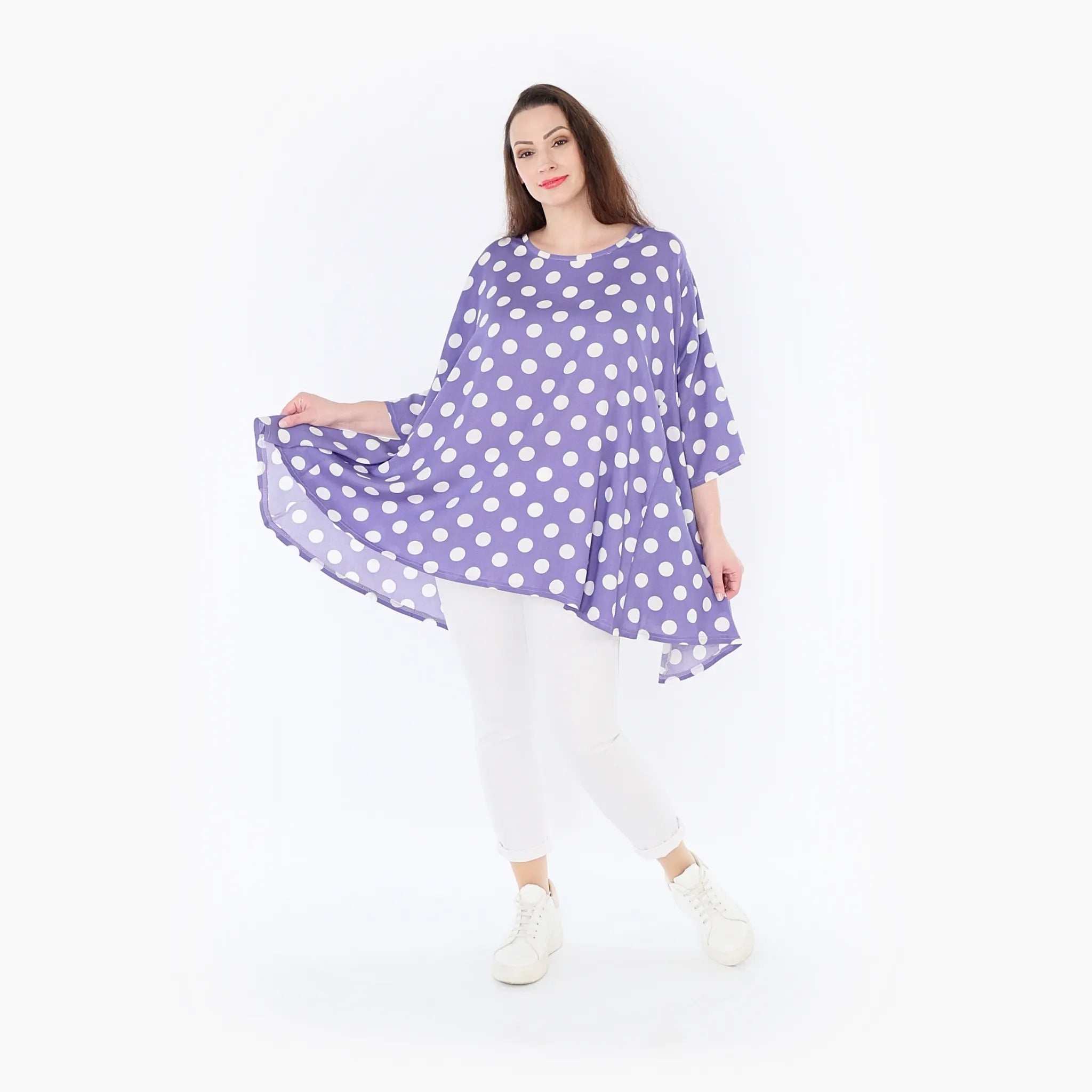  A-Form Bigshirt von AKH Fashion aus Viskose, 1417.00593, Flieder/Weiß, Schick, Modern, Bequem