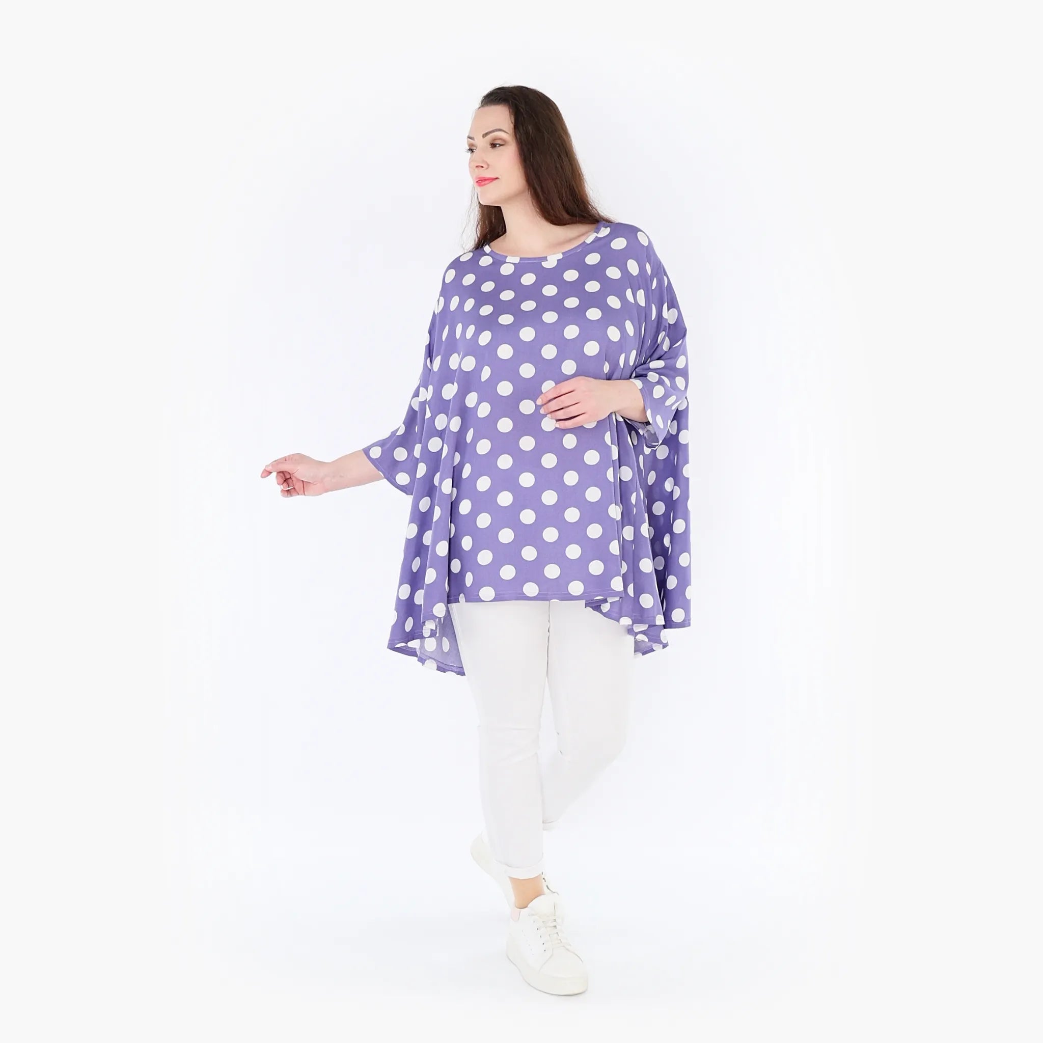  A-Form Bigshirt von AKH Fashion aus Viskose, 1417.00593, Flieder/Weiß, Schick, Modern, Bequem