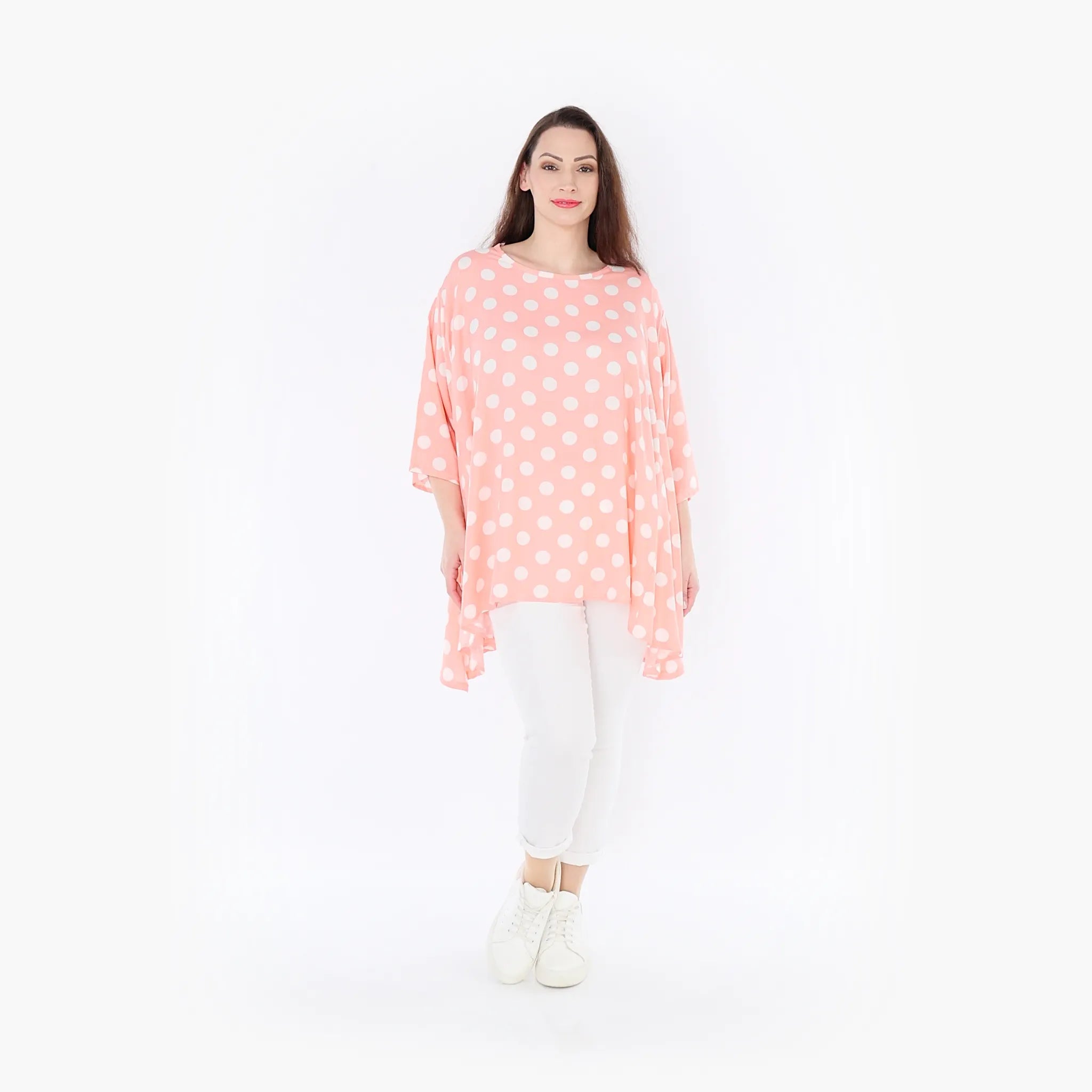  A-Form Bigshirt von AKH Fashion aus Viskose, 1417.00593, Rosa/Weiß, Schick, Modern, Bequem