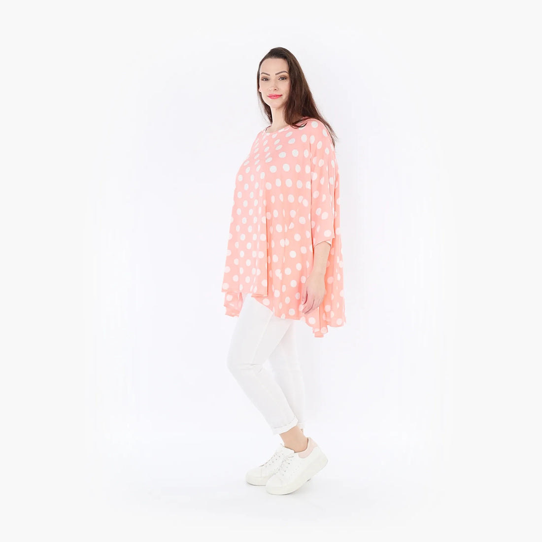  A-Form Bigshirt von AKH Fashion aus Viskose, 1417.00593, Rosa/Weiß, Schick, Modern, Bequem