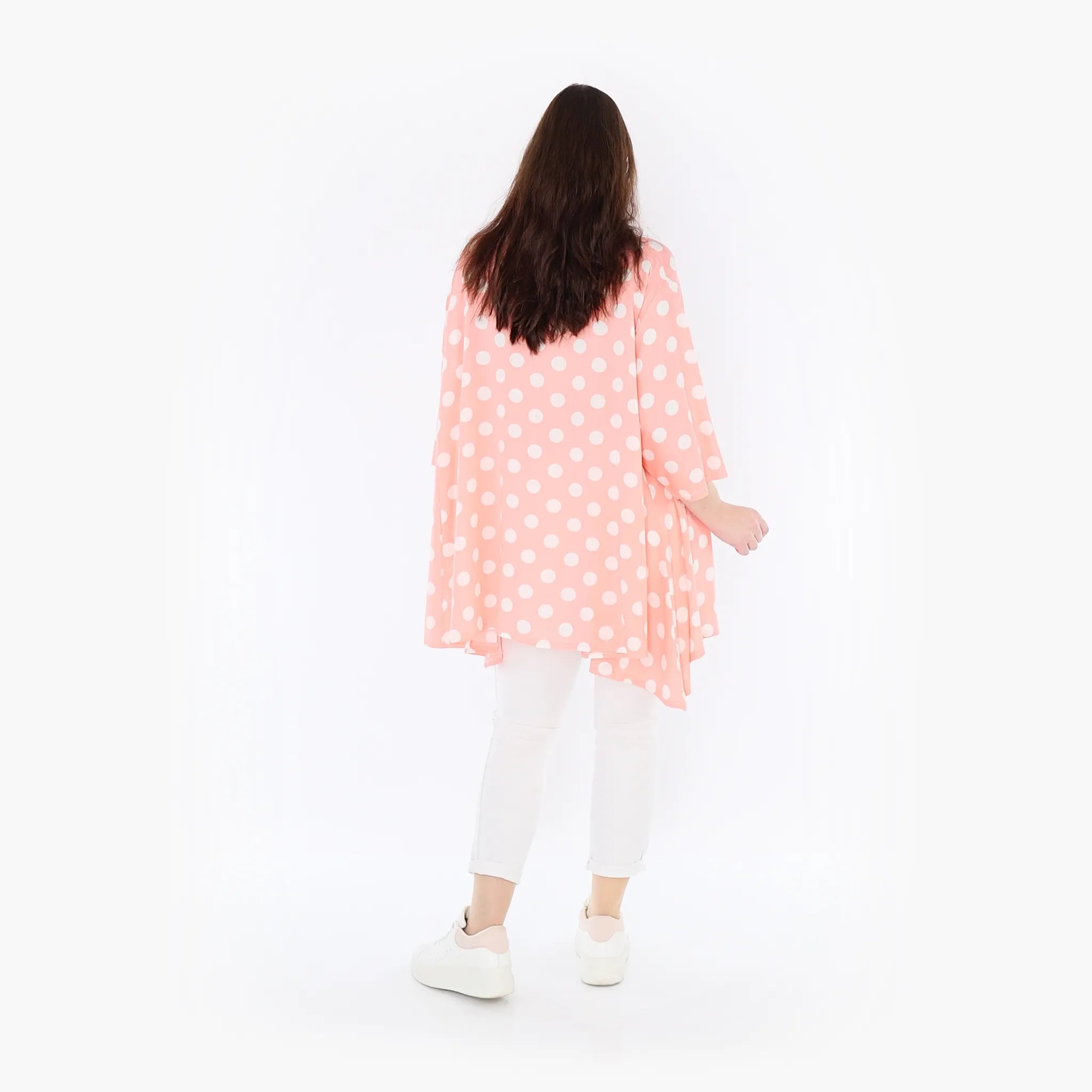  A-Form Bigshirt von AKH Fashion aus Viskose, 1417.00593, Rosa/Weiß, Schick, Modern, Bequem