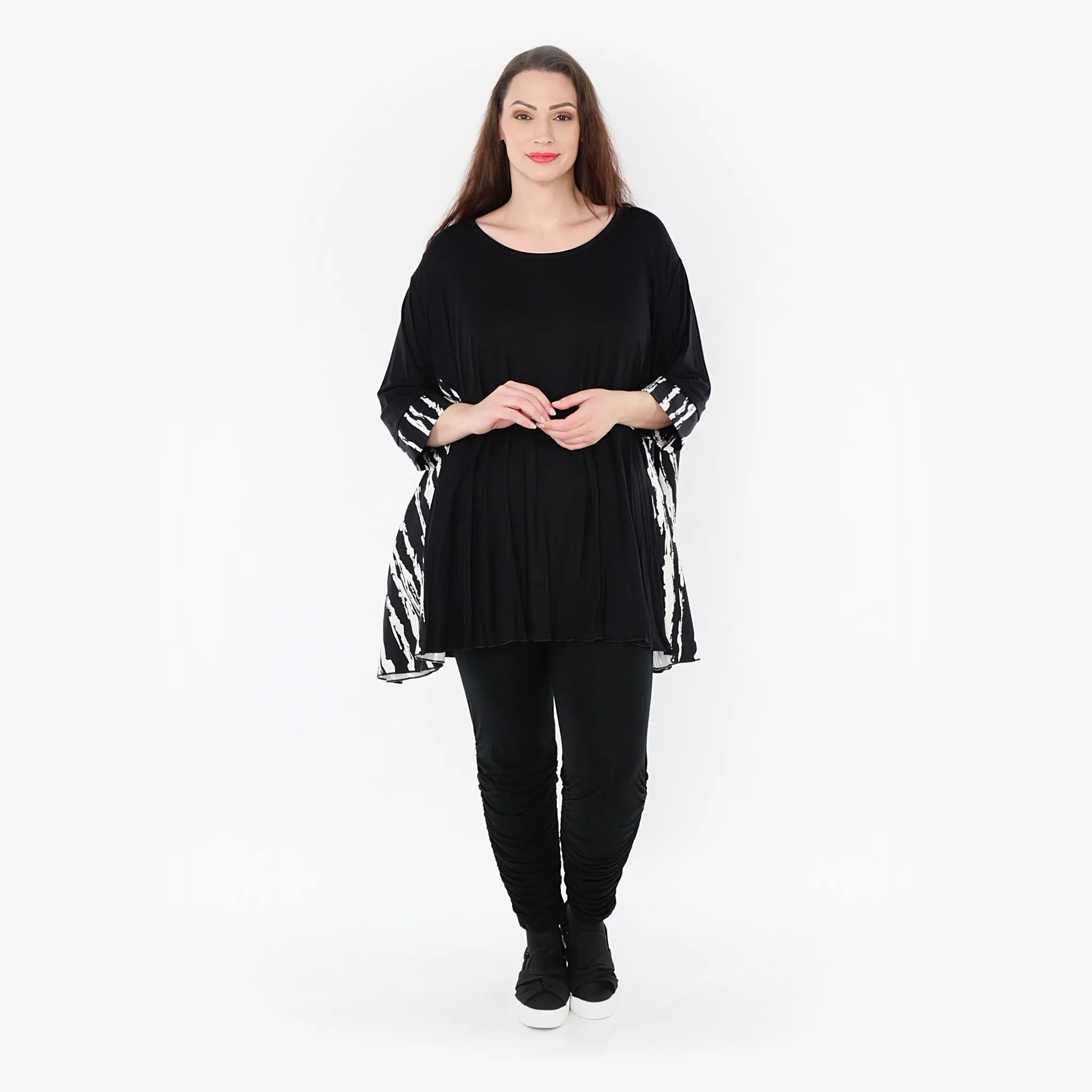  A-Form Bigshirt von AKH Fashion aus Baumwolle, 1418.00593, Schwarz/Weiß, Schick, Modern