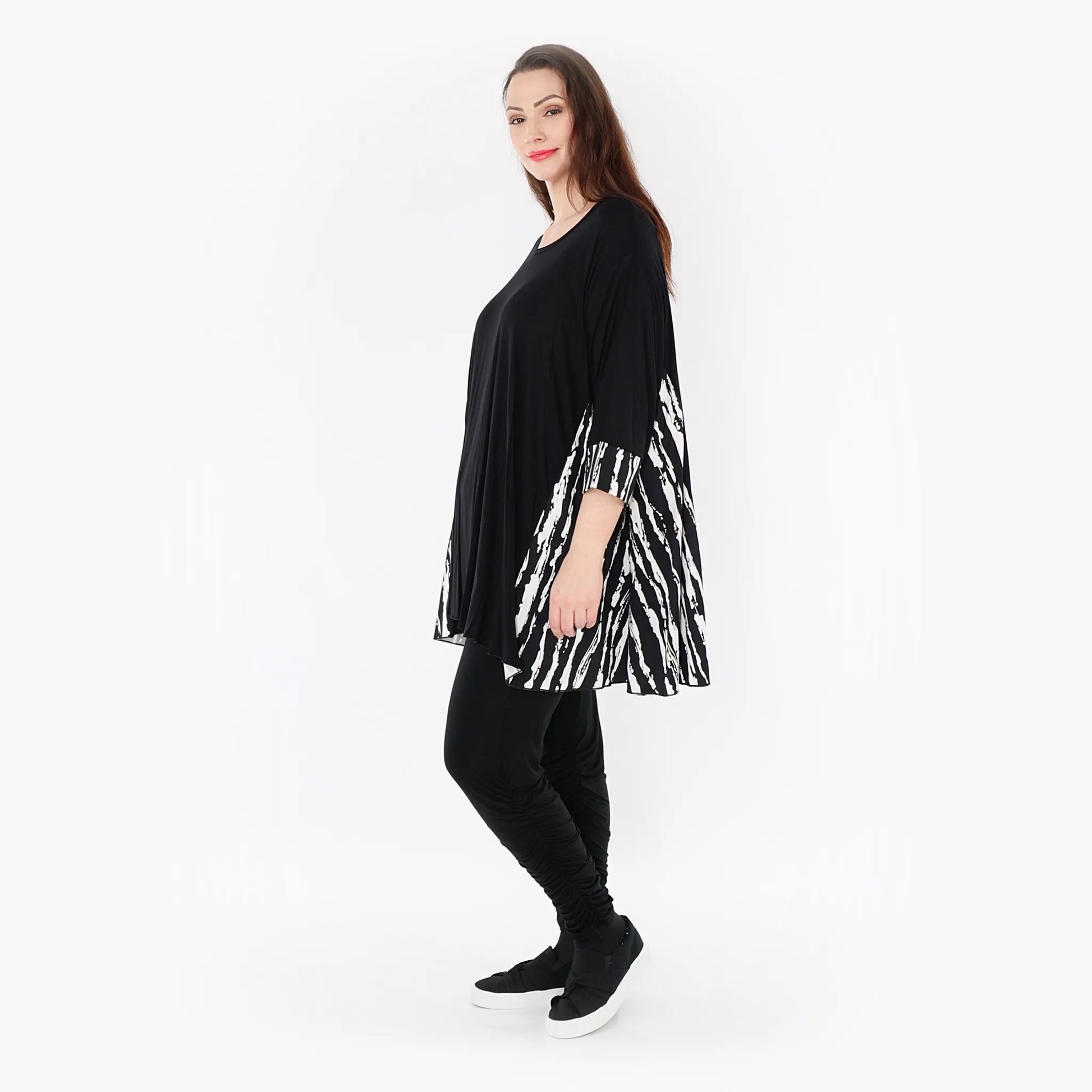  A-Form Bigshirt von AKH Fashion aus Baumwolle, 1418.00593, Schwarz/Weiß, Schick, Modern