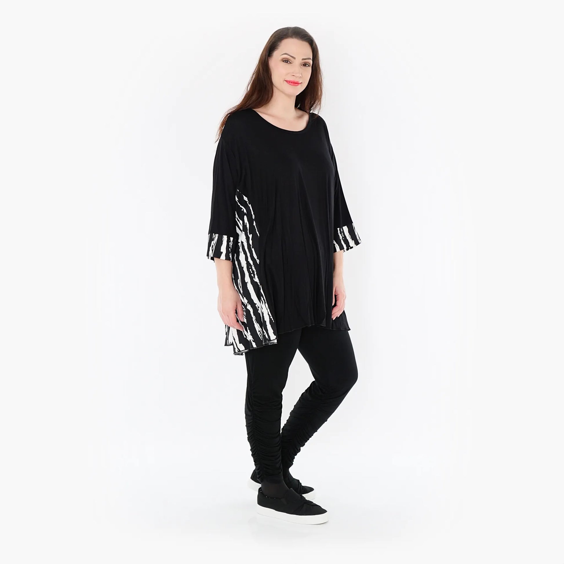  A-Form Bigshirt von AKH Fashion aus Baumwolle, 1418.00593, Schwarz/Weiß, Schick, Modern