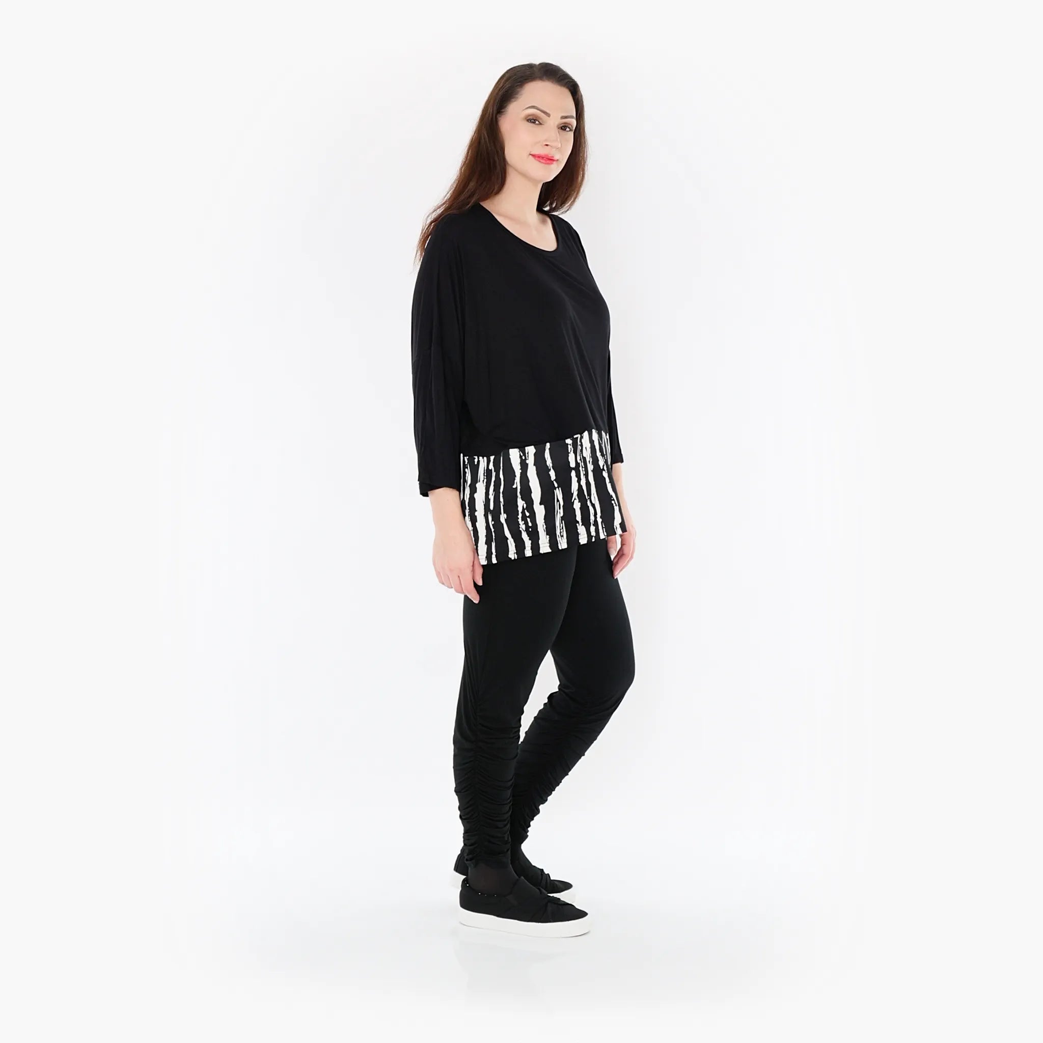  AKH Fashion Bigshirt in kastiger Form, aus Baumwolle, 1418.06888, Schwarz/Weiß, Schick