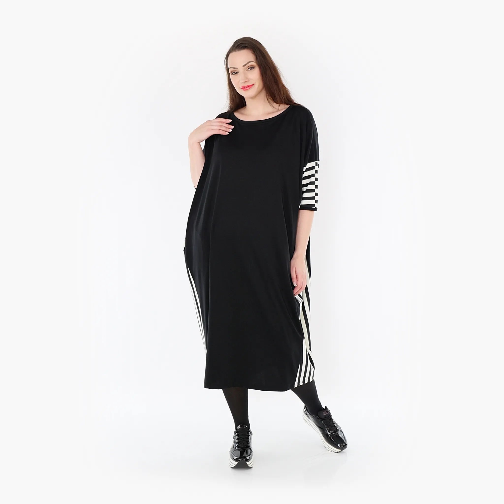 AKH Fashion Kleid in gerader Form, aus Viskose, 1419.06905, Ecru/Schwarz, Schick, Modern
