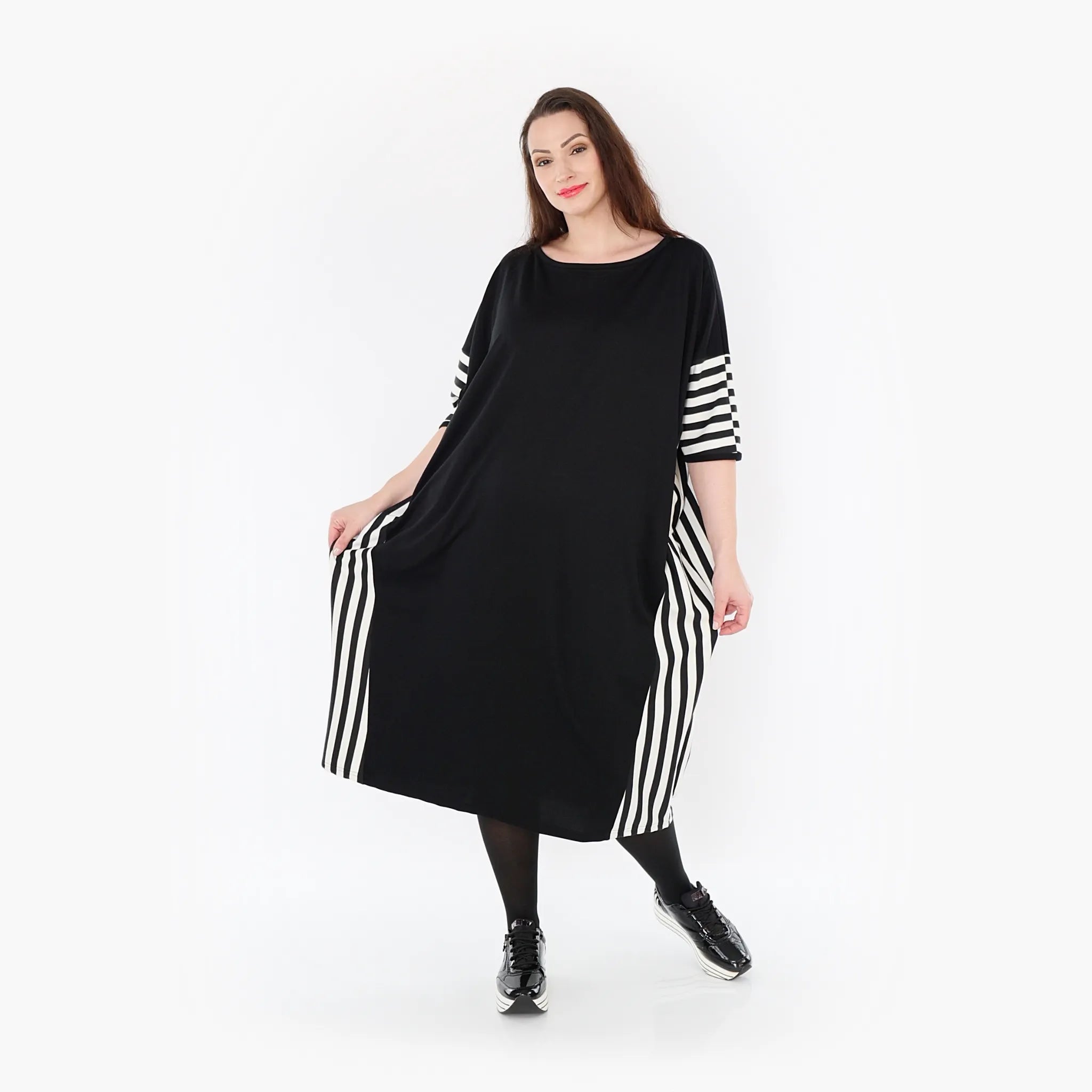  AKH Fashion Kleid in gerader Form, aus Viskose, 1419.06905, Ecru/Schwarz, Schick, Modern