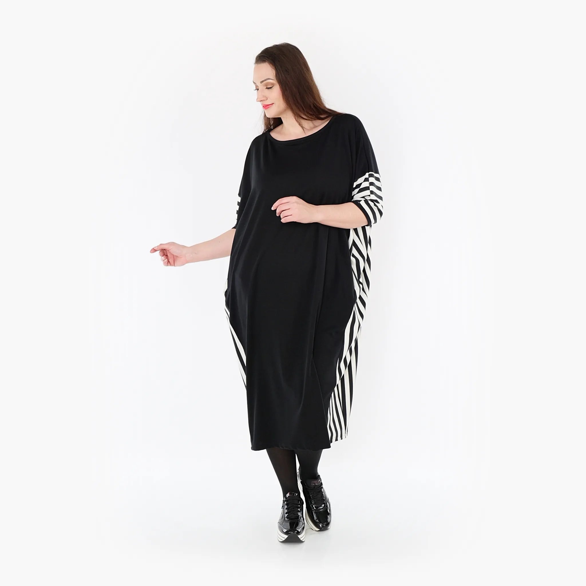  AKH Fashion Kleid in gerader Form, aus Viskose, 1419.06905, Ecru/Schwarz, Schick, Modern