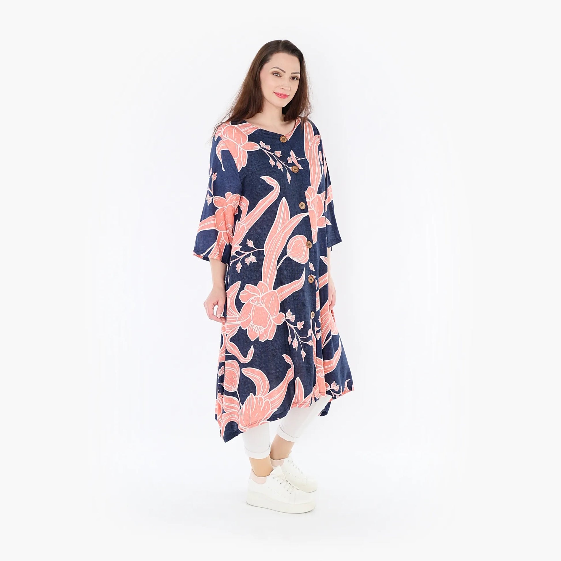  Ballonjacke von AKH Fashion aus Viskose, 1421.05554, Navy/Koralle, Blumen, Schick, Modern