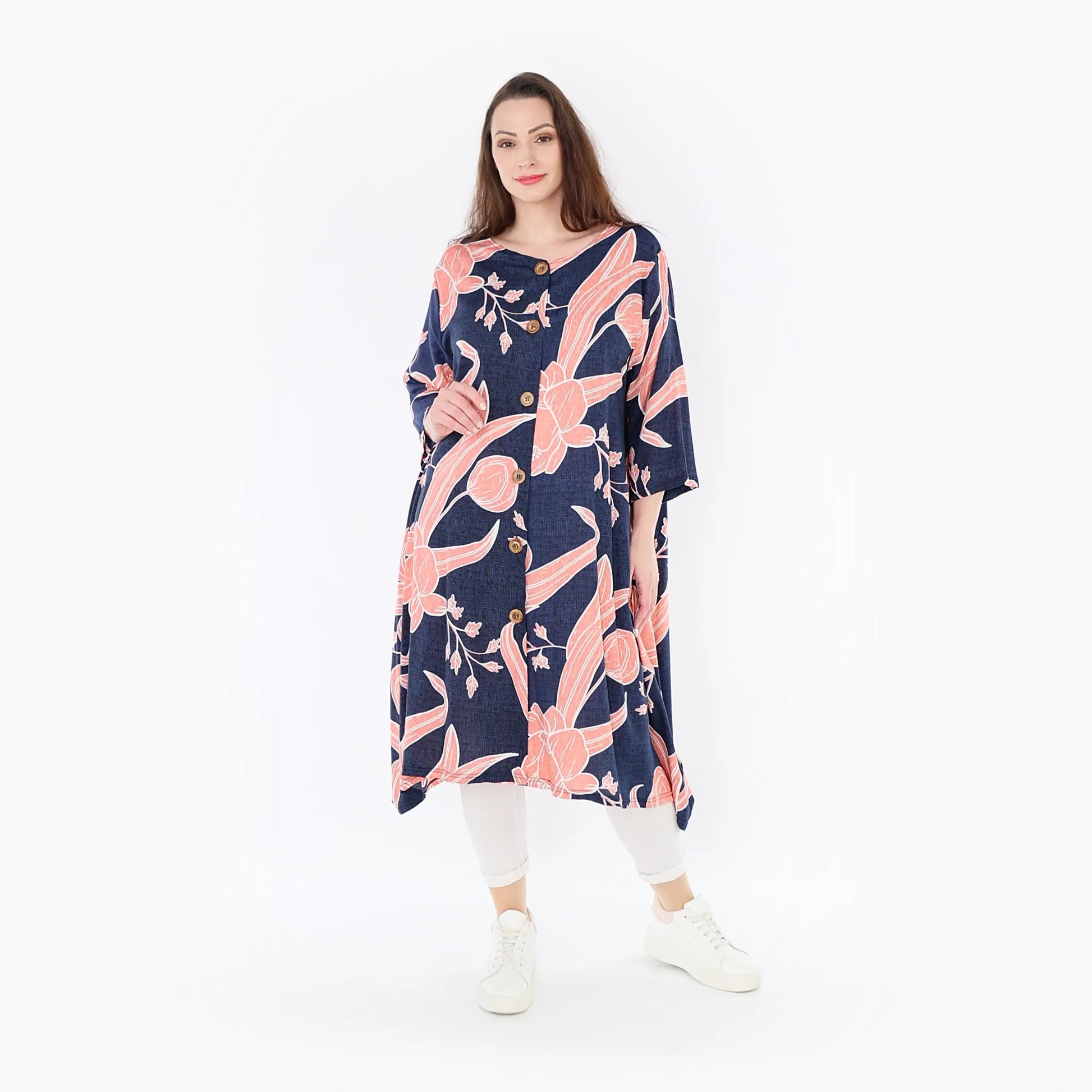  Ballonjacke von AKH Fashion aus Viskose, 1421.05554, Navy/Koralle, Blumen, Schick, Modern