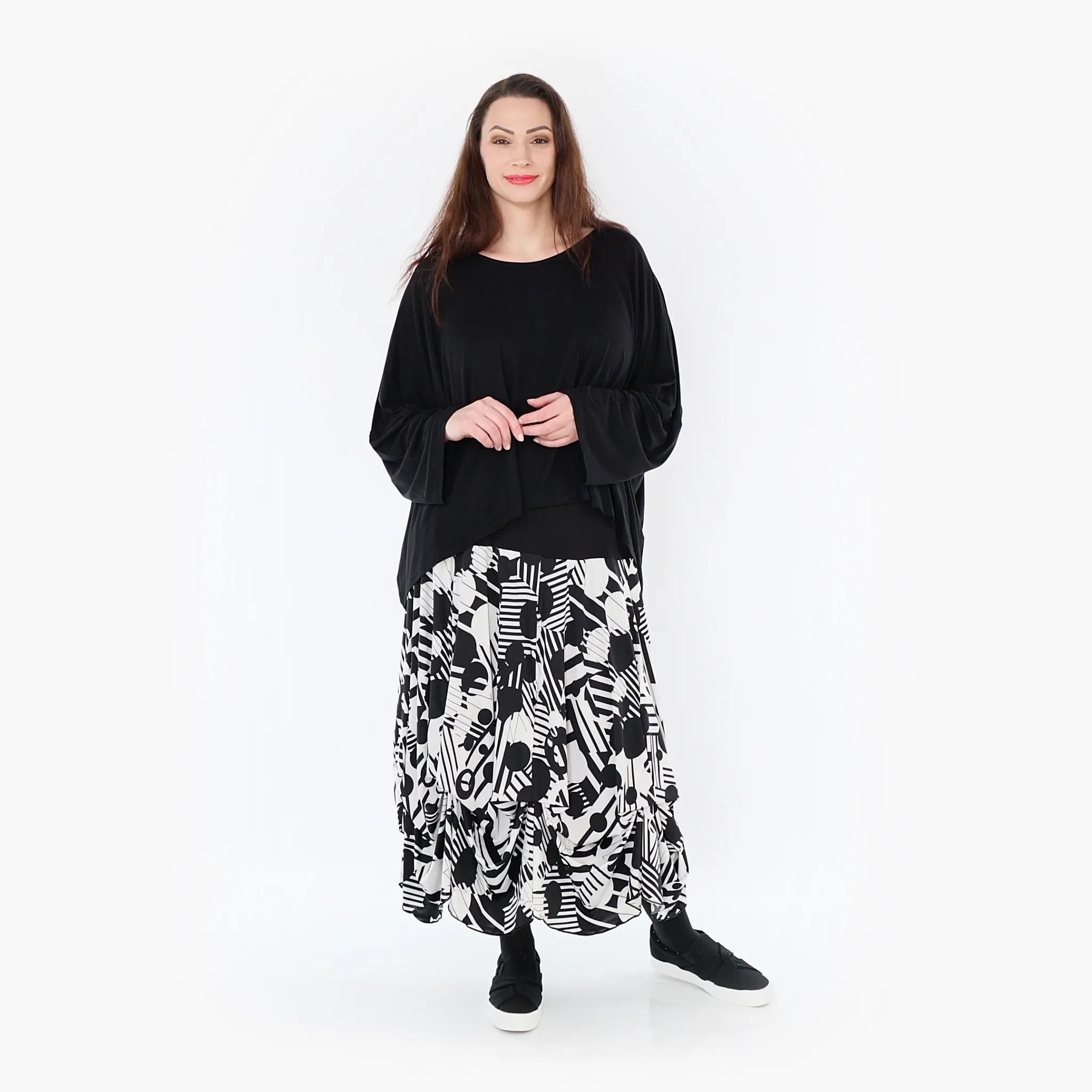  Ballonrock von AKH Fashion aus Viskose, 1407559, Schwarz/Weiß, Punkte, Schick, Modern