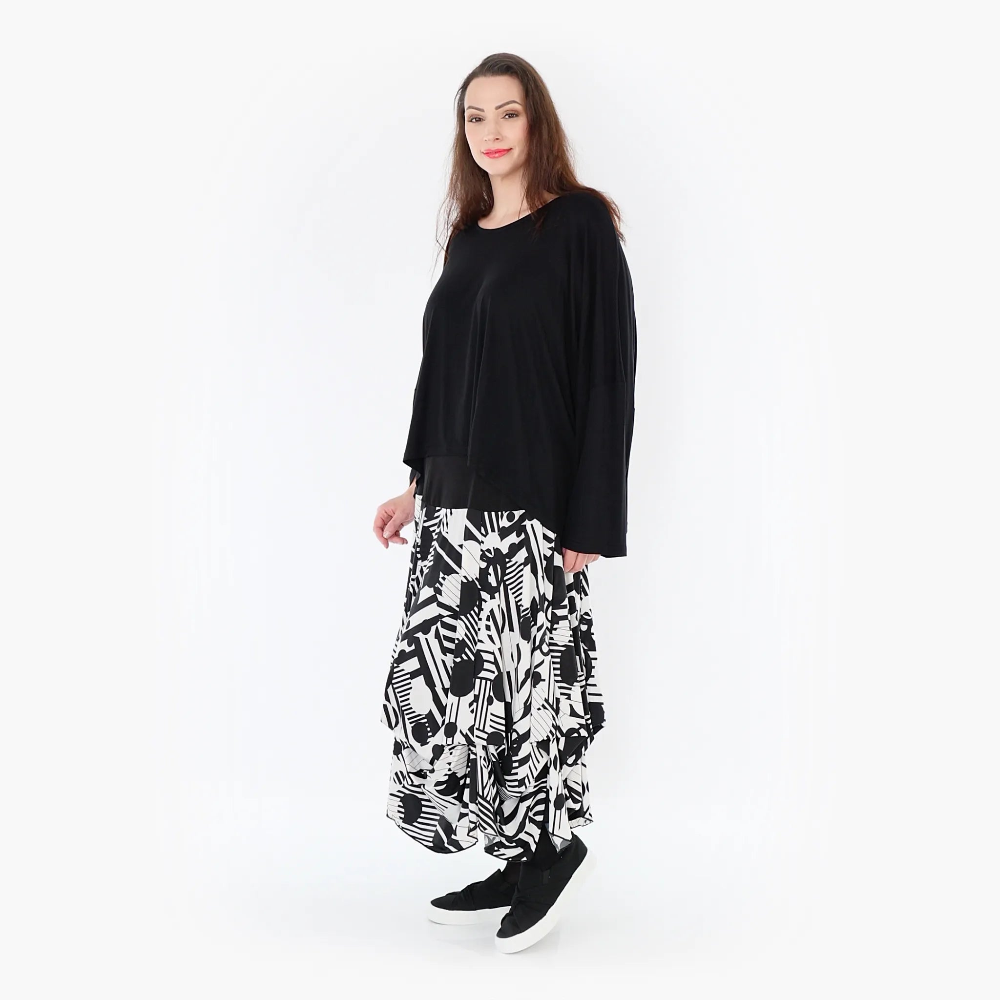 Ballonrock von AKH Fashion aus Viskose, 1407559, Schwarz/Weiß, Punkte, Schick, Modern