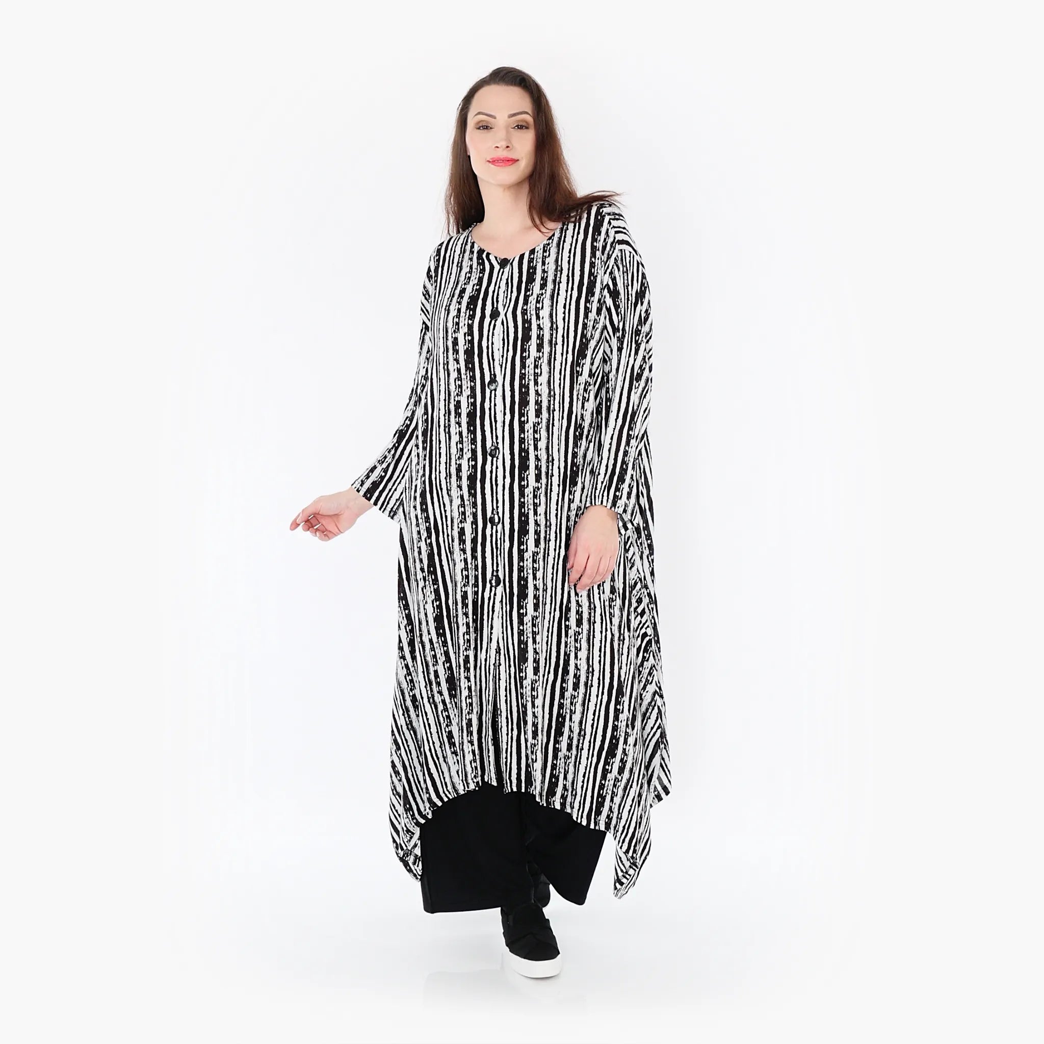  Ballonmantel von AKH Fashion aus Viskose, 1406724, Schwarz/Weiß, Pinselstrich, Schick