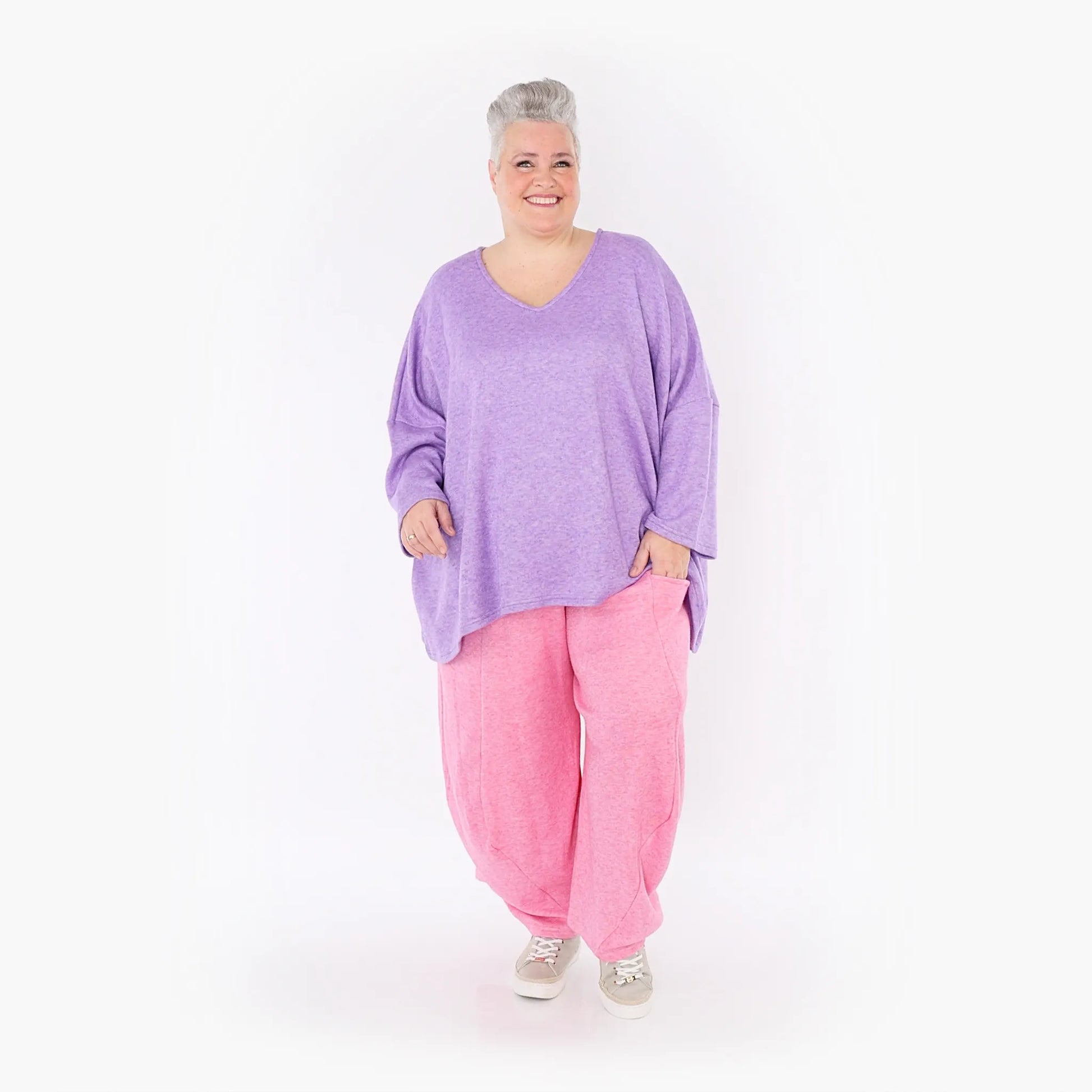  AKH Fashion Bigshirt in kastiger Form, aus Viskose, 1429.06993, Flieder, Schick, Modern