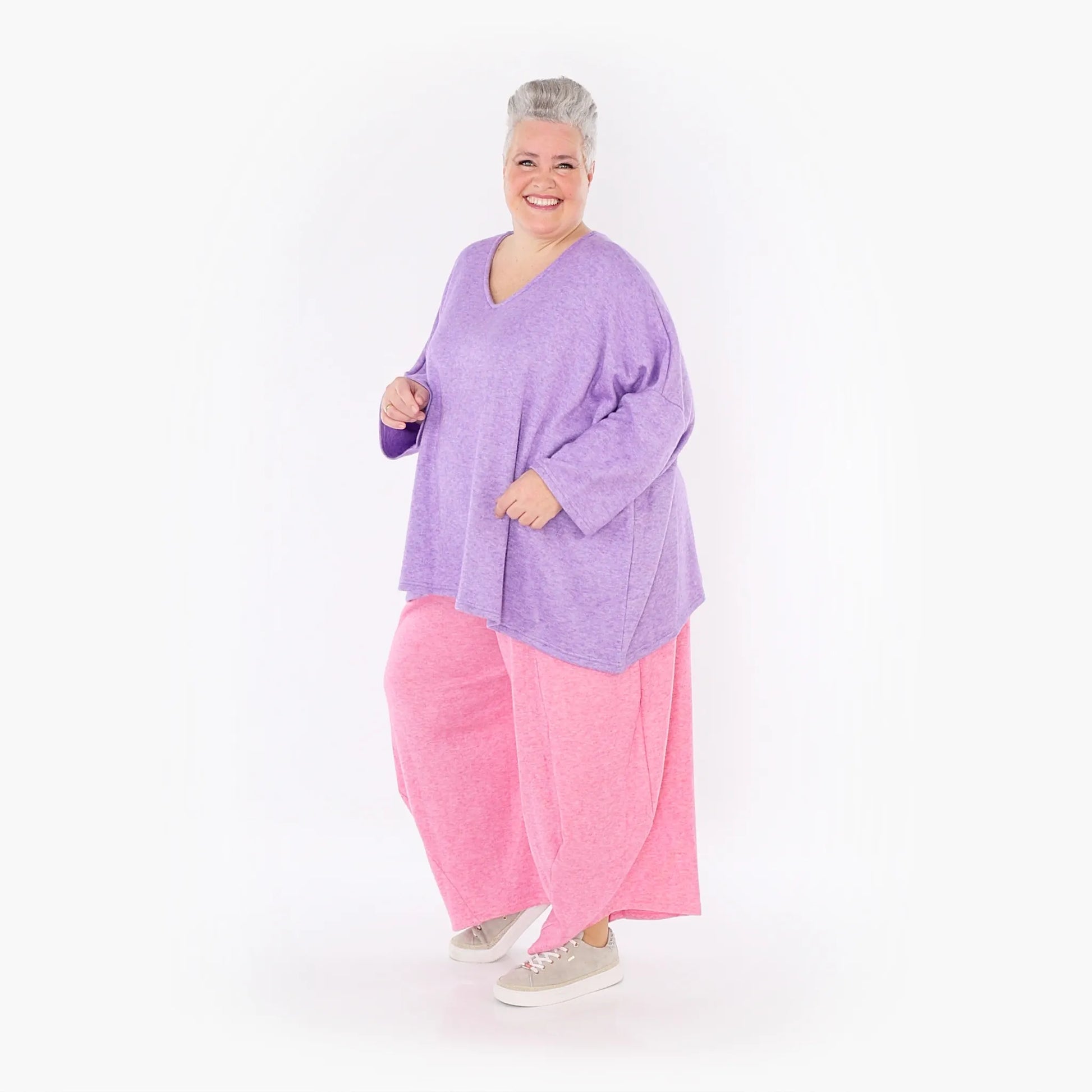  AKH Fashion Bigshirt in kastiger Form, aus Viskose, 1429.06993, Flieder, Schick, Modern