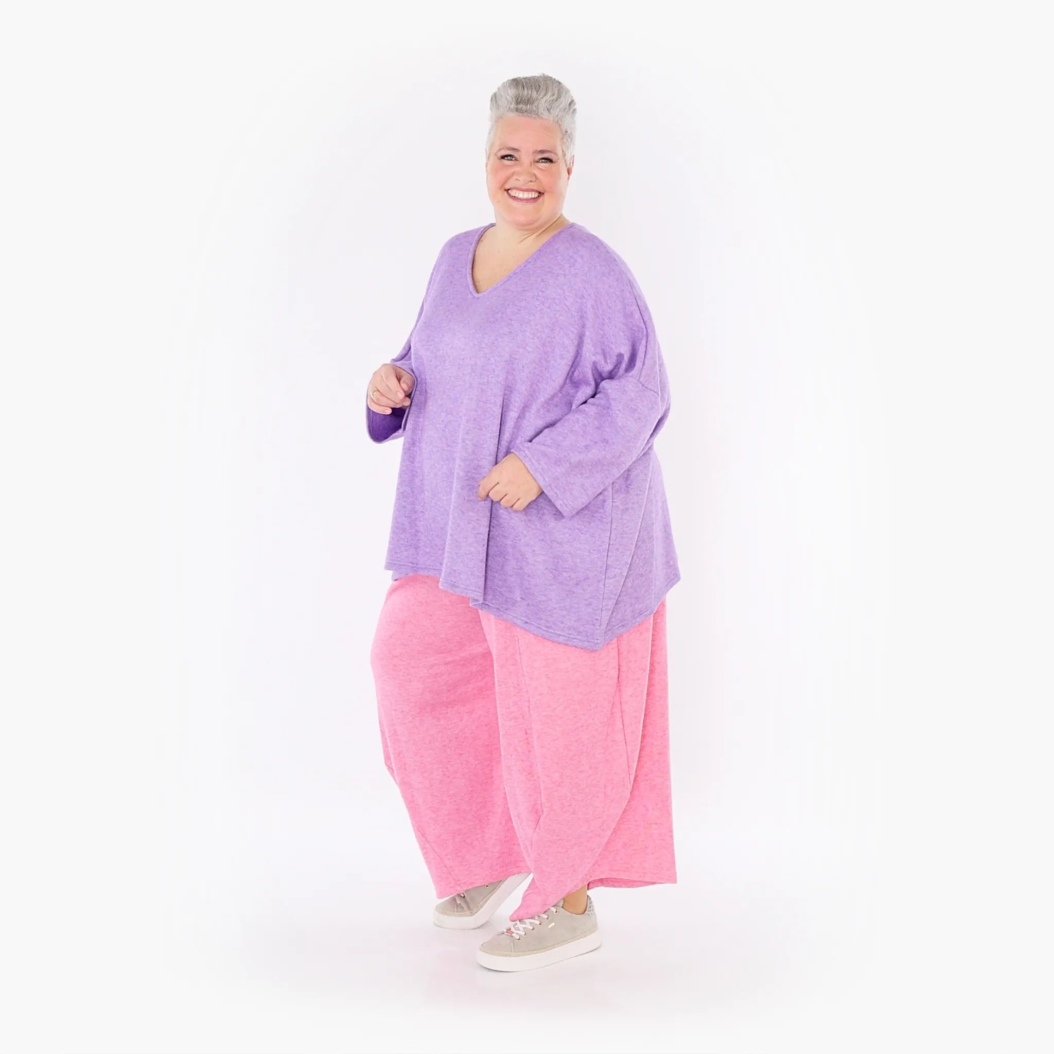  AKH Fashion Bigshirt in kastiger Form, aus Viskose, 1429.06993, Flieder, Schick, Modern