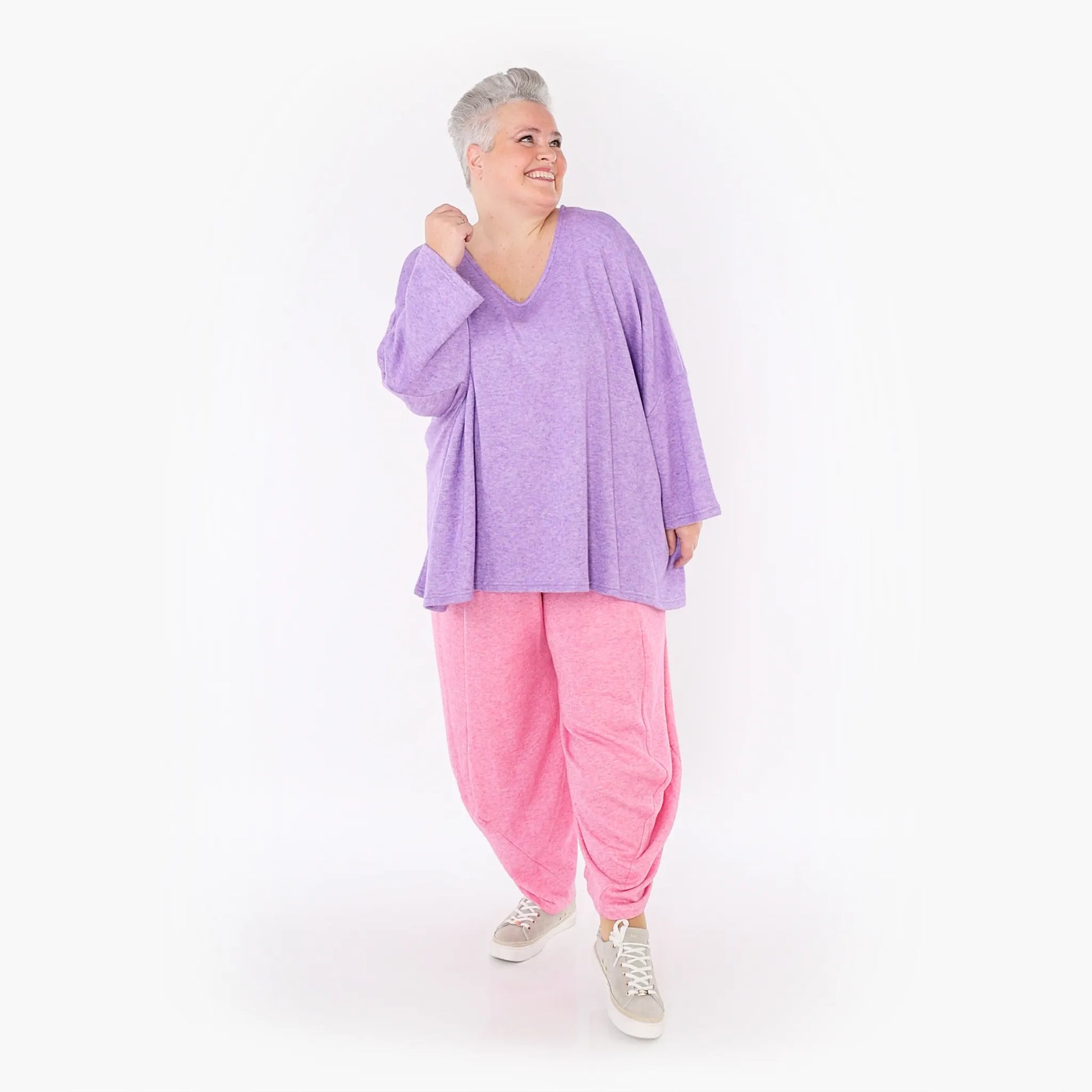  AKH Fashion Bigshirt in kastiger Form, aus Viskose, 1429.06993, Flieder, Schick, Modern