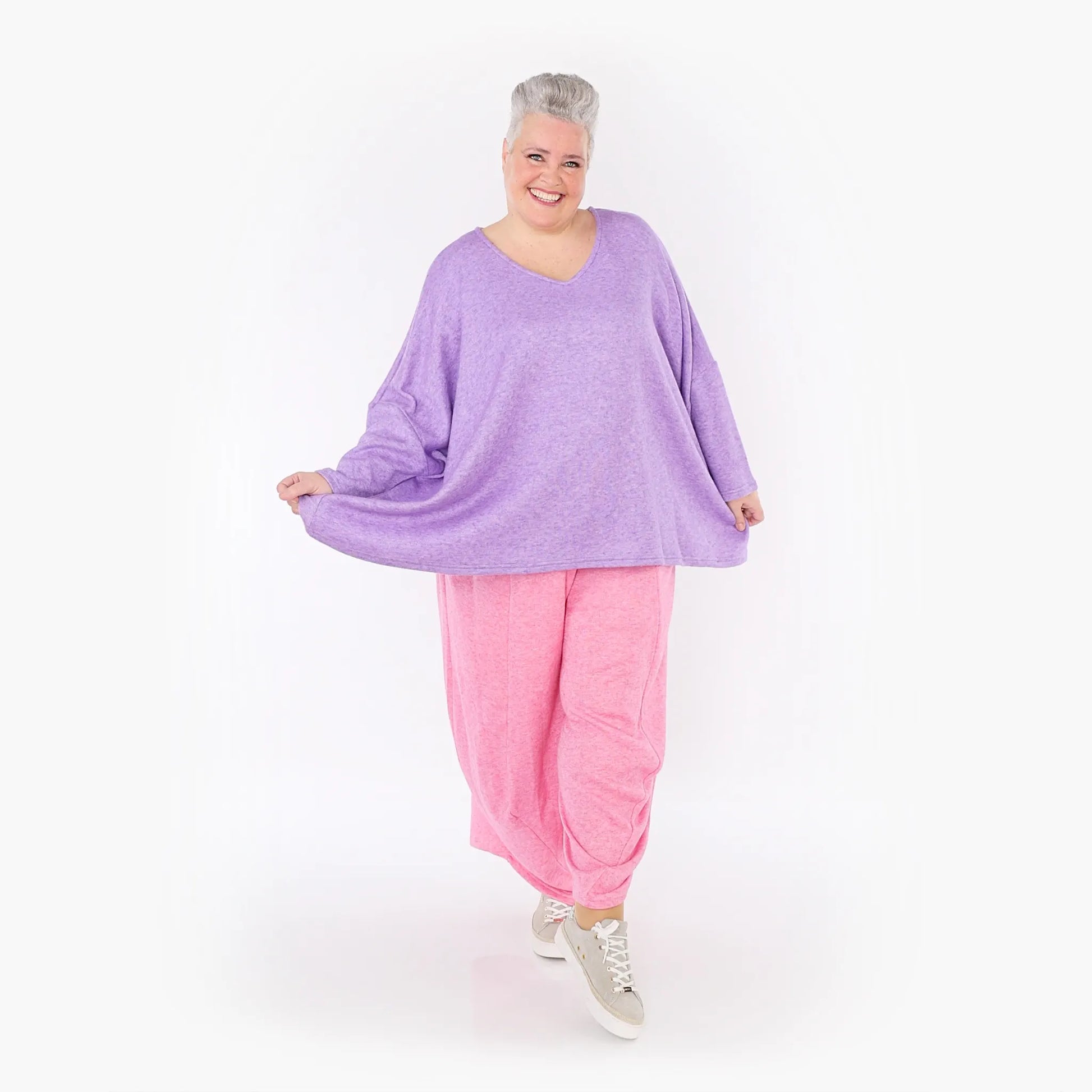  AKH Fashion Bigshirt in kastiger Form, aus Viskose, 1429.06993, Flieder, Schick, Modern