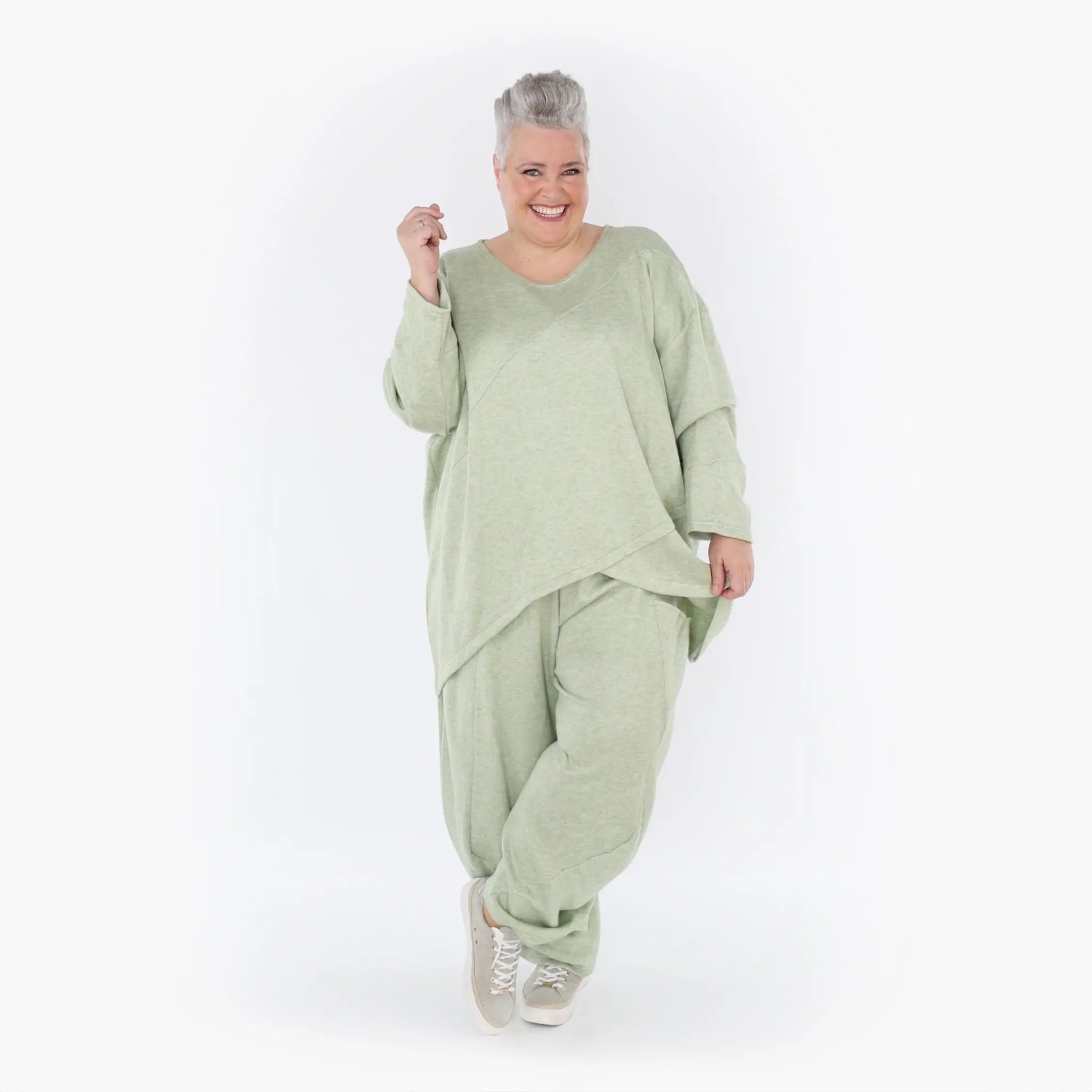  A-Form Bigshirt von AKH Fashion aus Viskose, 1429.07013, Apfelgrün, Schick, Modern, Bequem