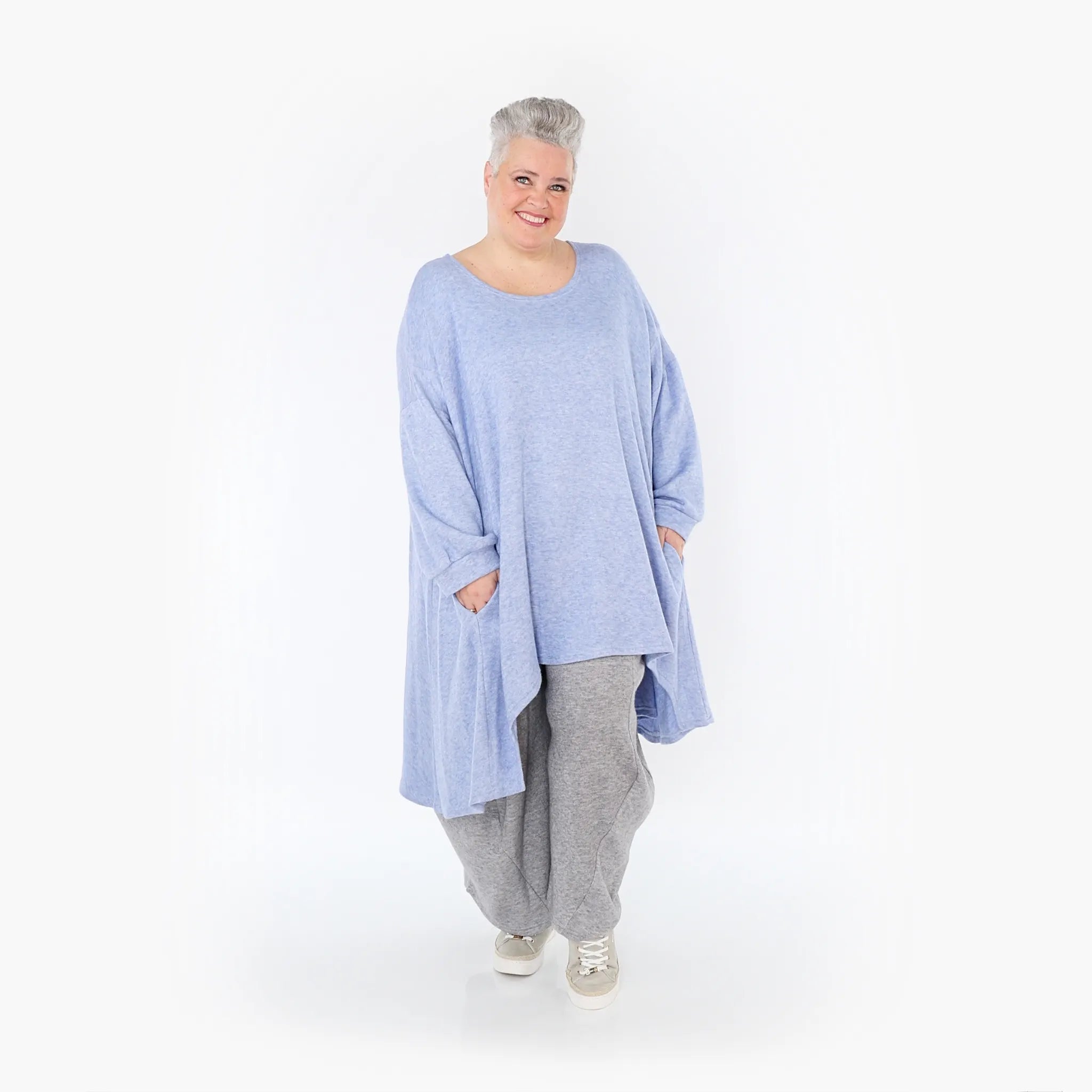  A-Form Bigshirt von AKH Fashion aus Viskose, 1429.07014, Hellblau, Schick, Modern, Bequem