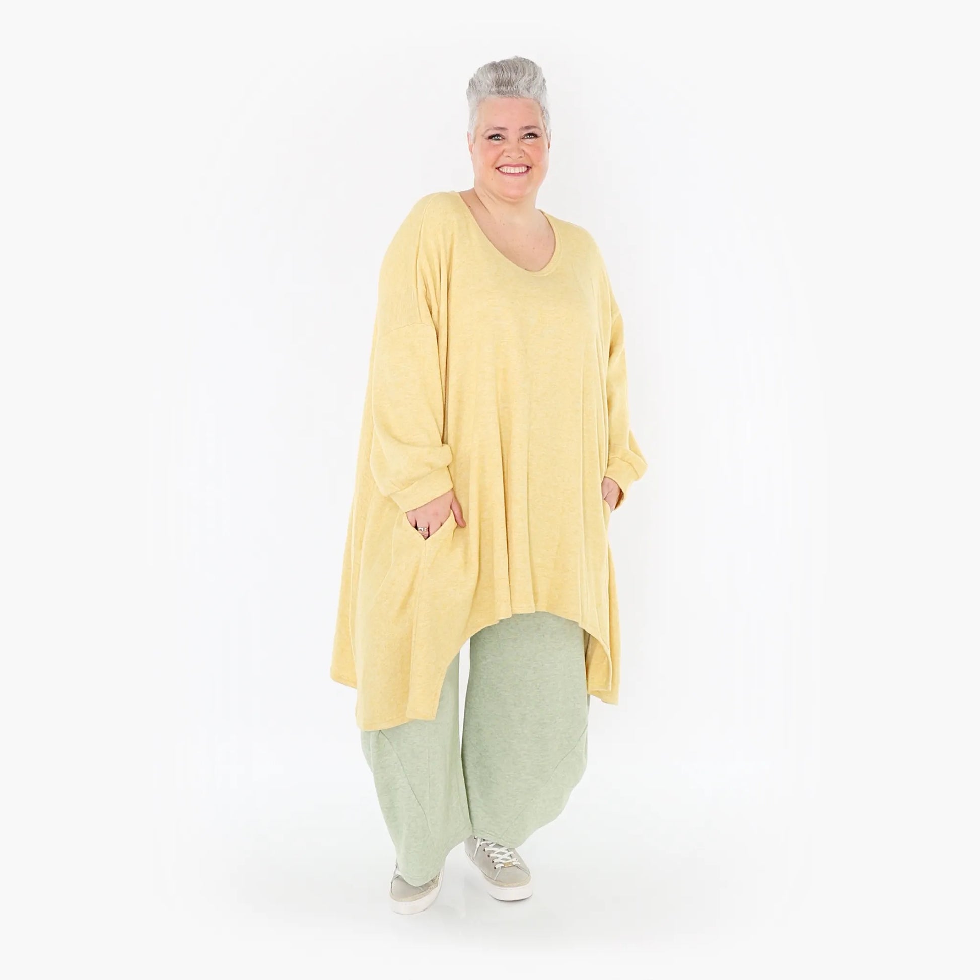  A-Form Bigshirt von AKH Fashion aus Viskose, 1429.07014, LimeGelb, Schick, Modern, Bequem