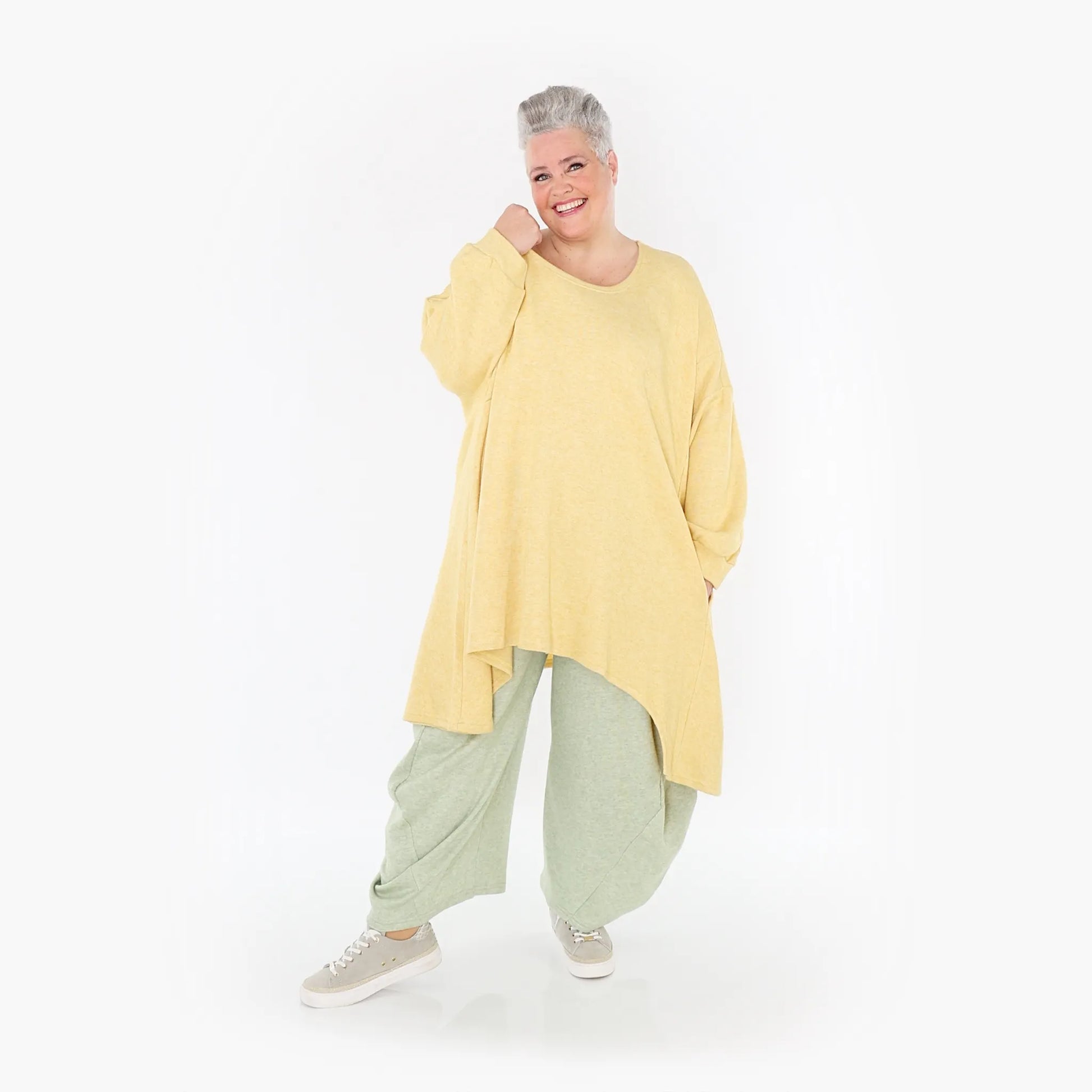  A-Form Bigshirt von AKH Fashion aus Viskose, 1429.07014, LimeGelb, Schick, Modern, Bequem