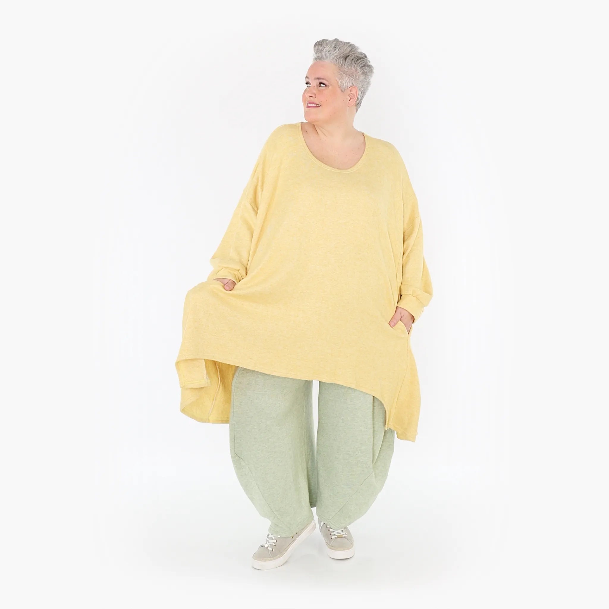  A-Form Bigshirt von AKH Fashion aus Viskose, 1429.07014, LimeGelb, Schick, Modern, Bequem