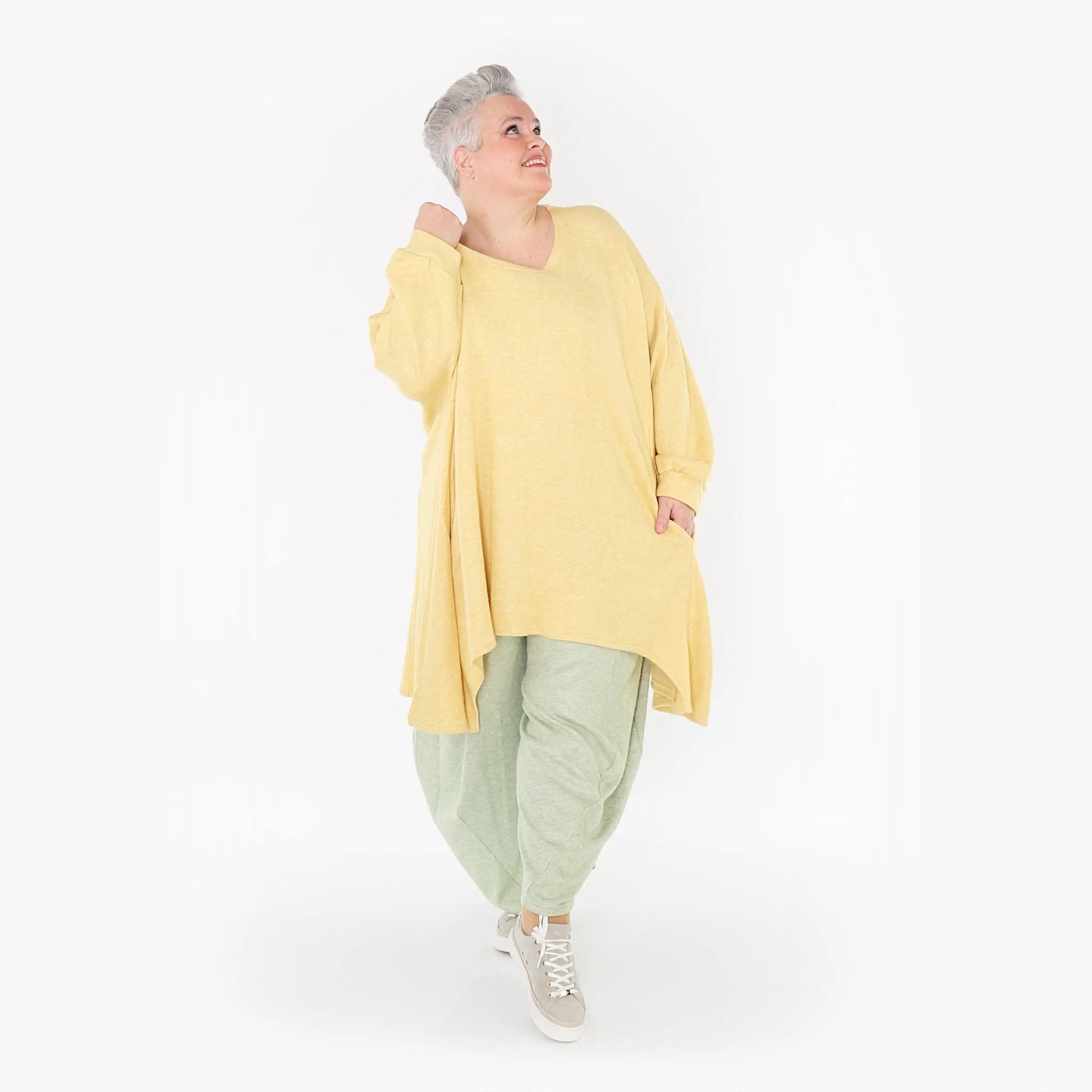  A-Form Bigshirt von AKH Fashion aus Viskose, 1429.07014, LimeGelb, Schick, Modern, Bequem