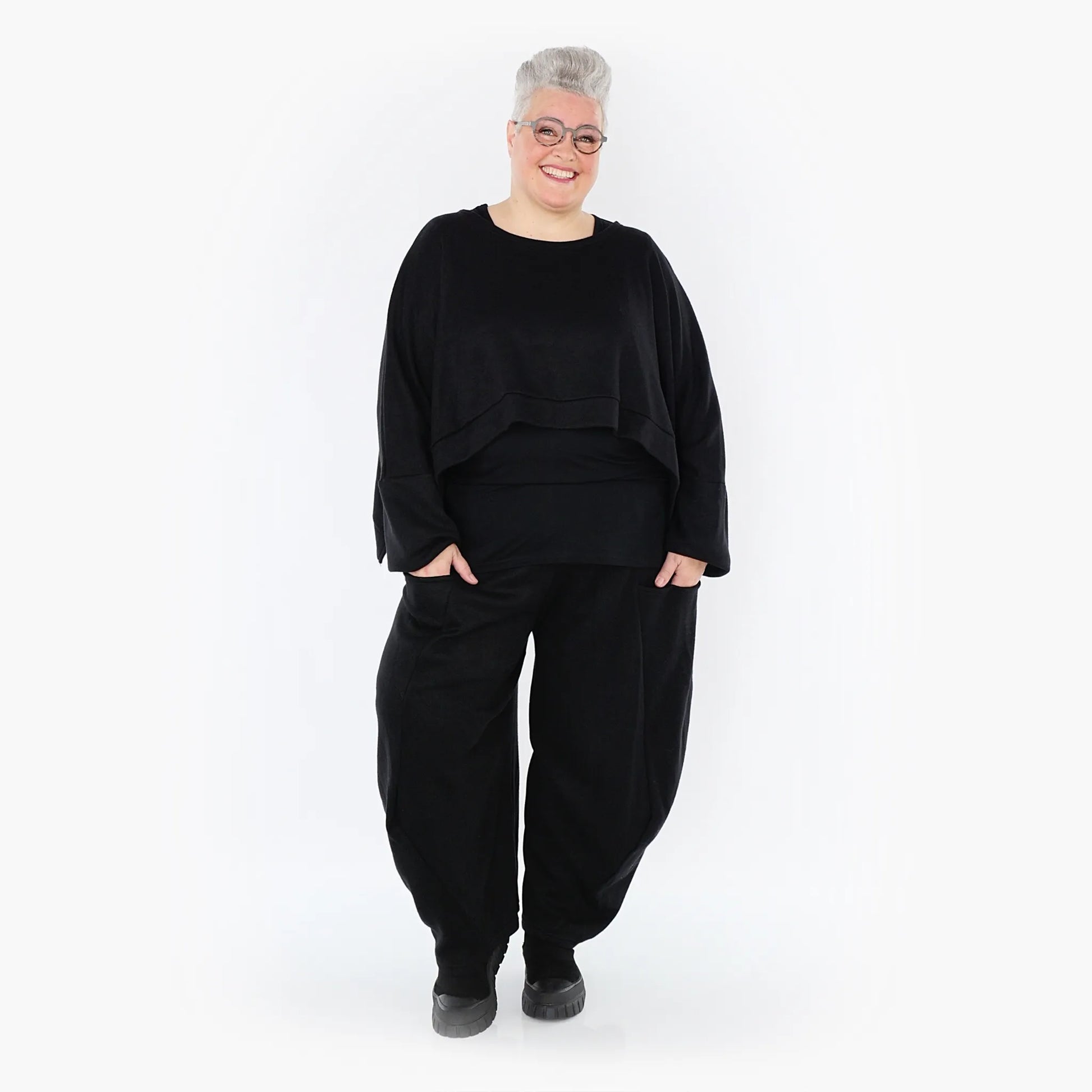  AKH Fashion Bigshirt in kastiger Form, aus Viskose, 1429.07011, Schwarz, Schick, Modern