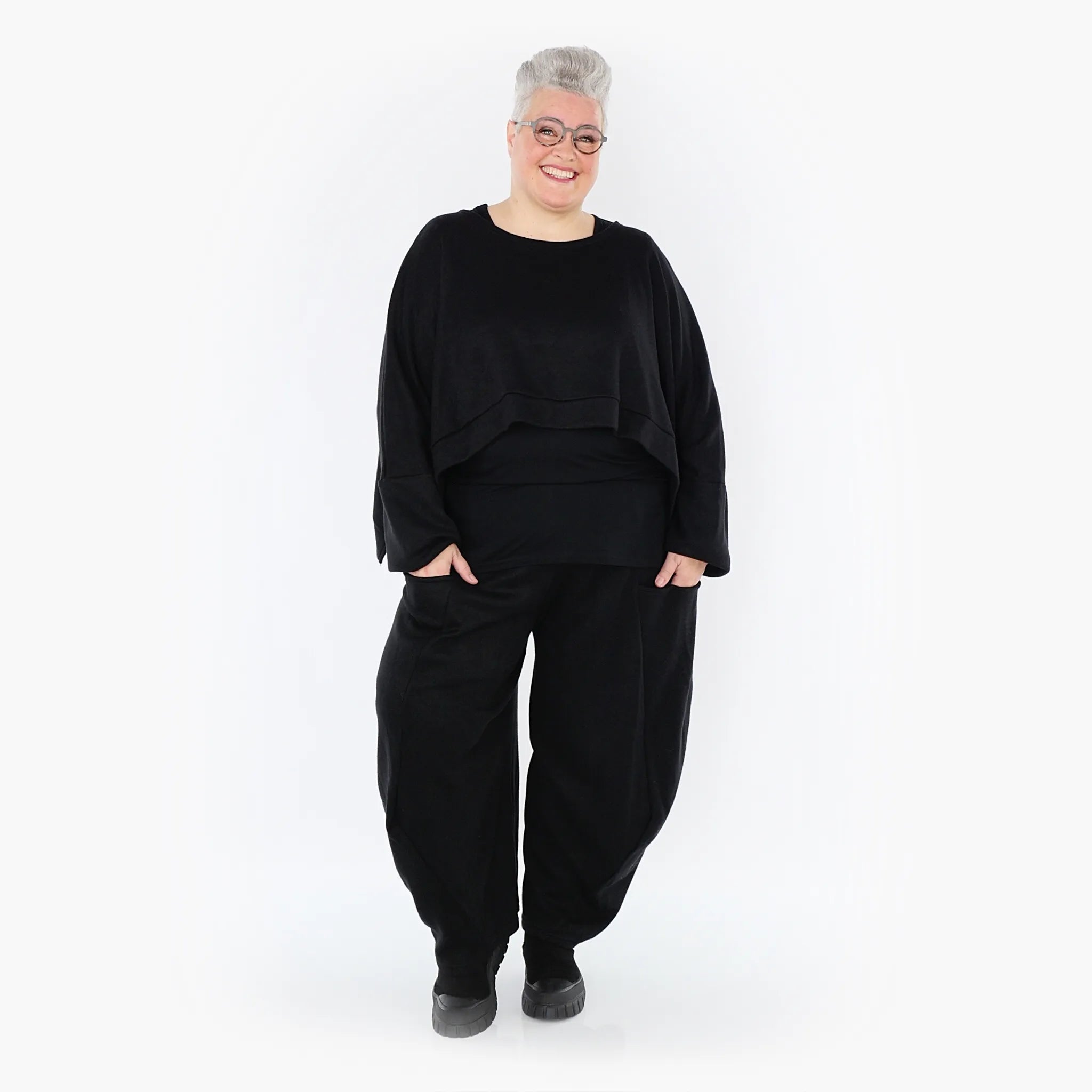  AKH Fashion Bigshirt in kastiger Form, aus Viskose, 1429.07011, Schwarz, Schick, Modern