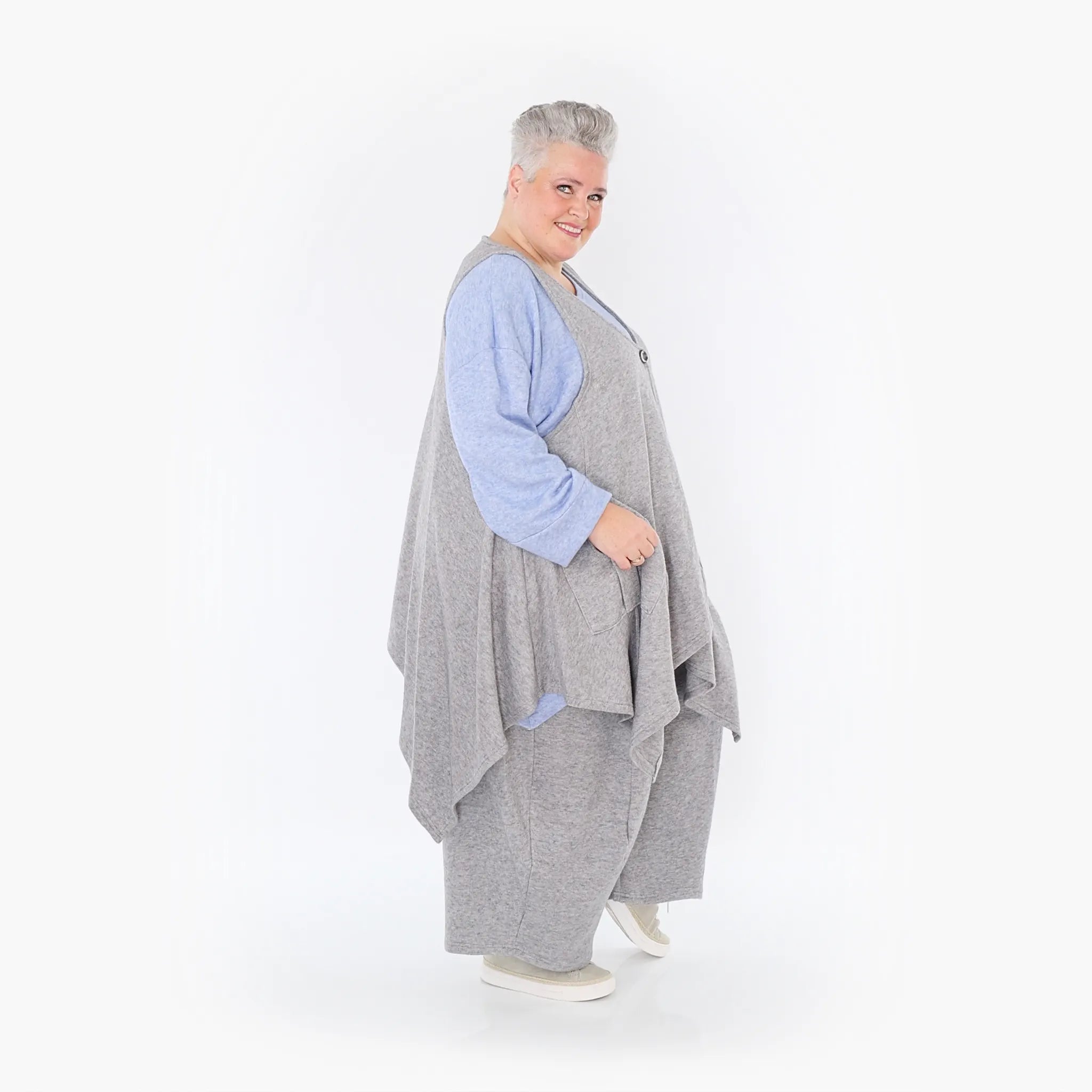  A-Form Weste von AKH Fashion aus Viskose, 1429.00110, Hellgrau, Schick, Modern, Bequem