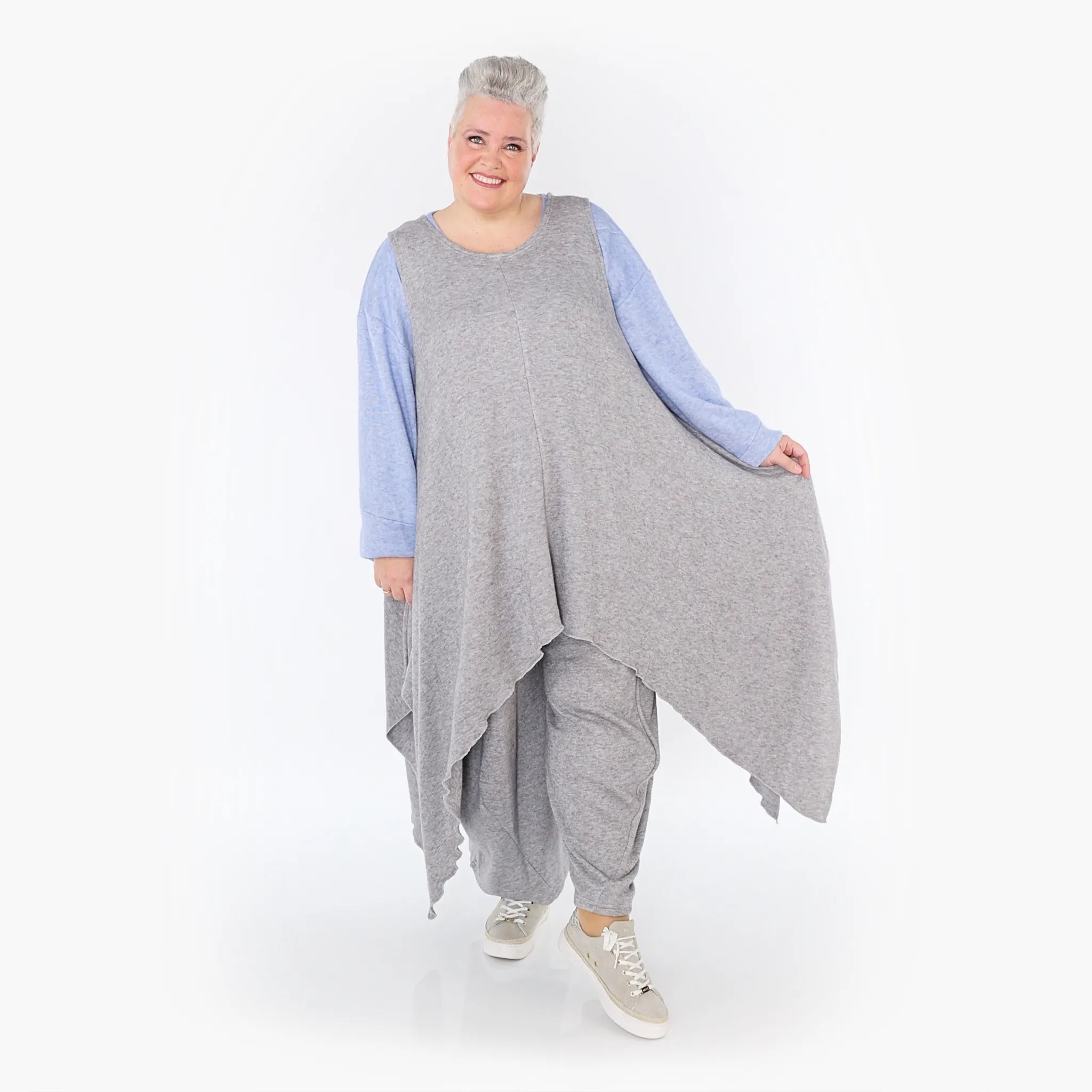  A-Form Tunika von AKH Fashion aus Viskose, 1429.03067, Hellgrau, Schick, Modern, Bequem