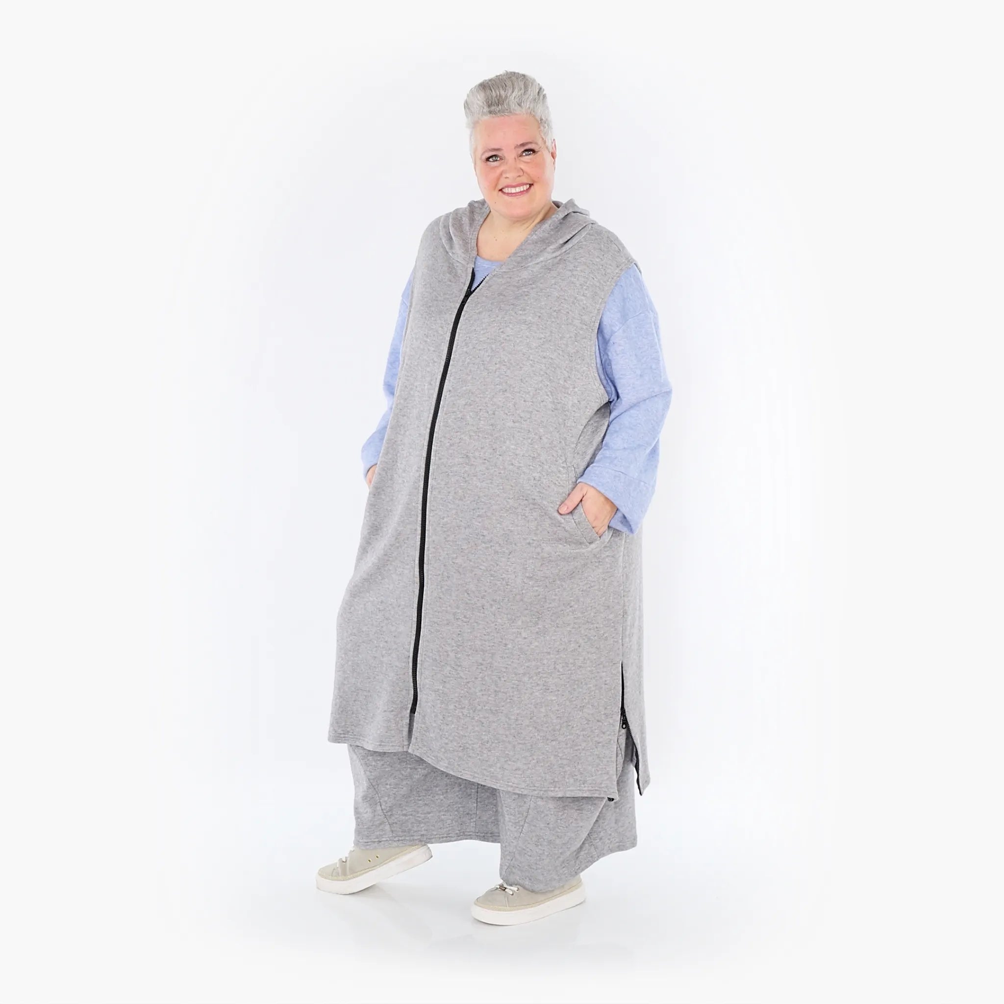  AKH Fashion Weste in gerader Form, aus Viskose, 1429.06879, Hellgrau, Schick, Modern