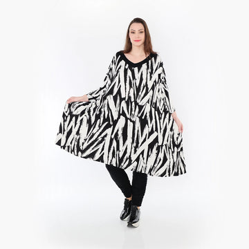 A-Form Kleid von AKH Fashion aus Viskose, 1439.07022, Weiß/Schwarz, Schick, Modern, Bequem