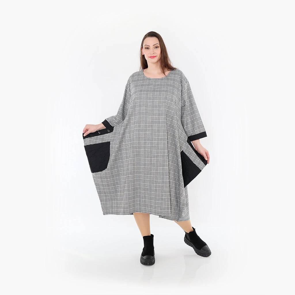  Ballonkleid von AKH Fashion aus Baumwolle, 1444.02088, Schwarz/Weiß, Schick, Modern