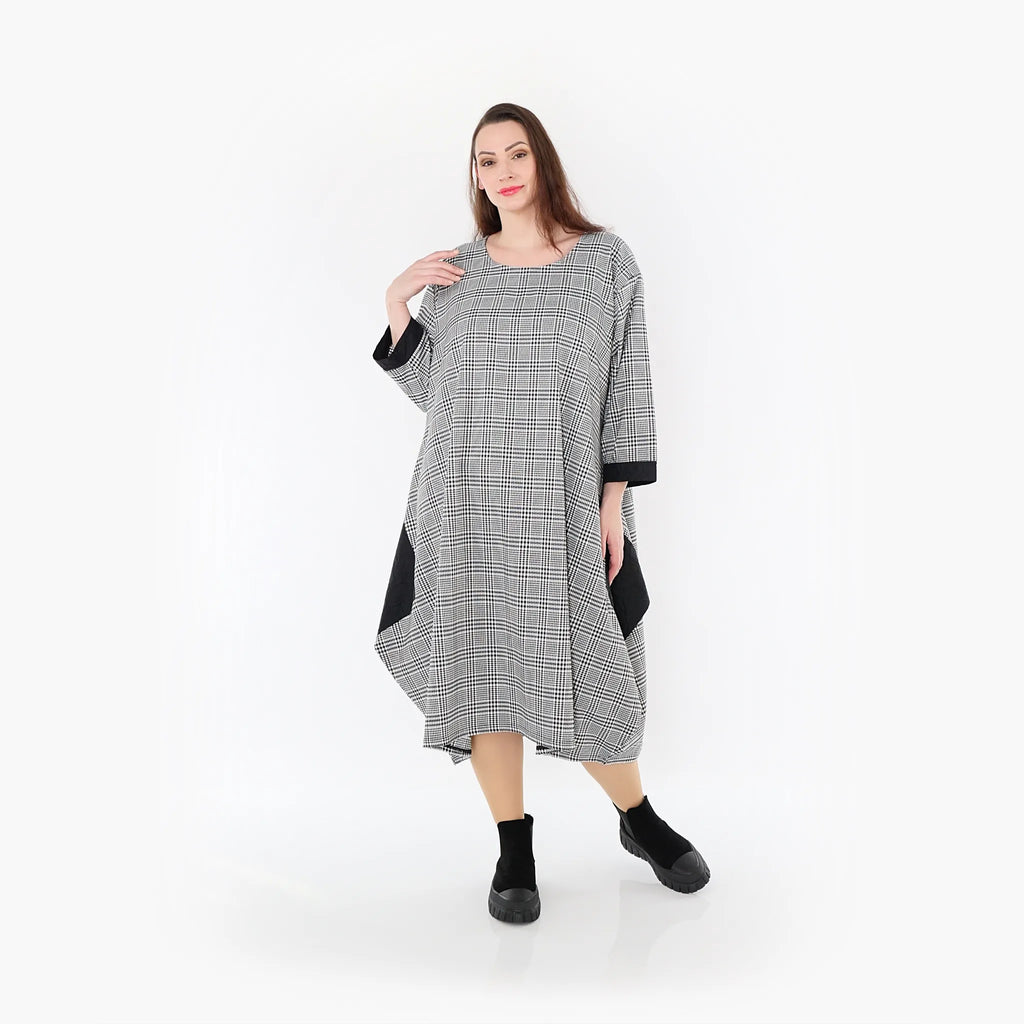  Ballonkleid von AKH Fashion aus Baumwolle, 1444.02088, Schwarz/Weiß, Schick, Modern