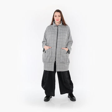  AKH Fashion Jacke in gerader Form, aus Baumwolle, 1444.06550, Schwarz/Weiß, Schick, Schick