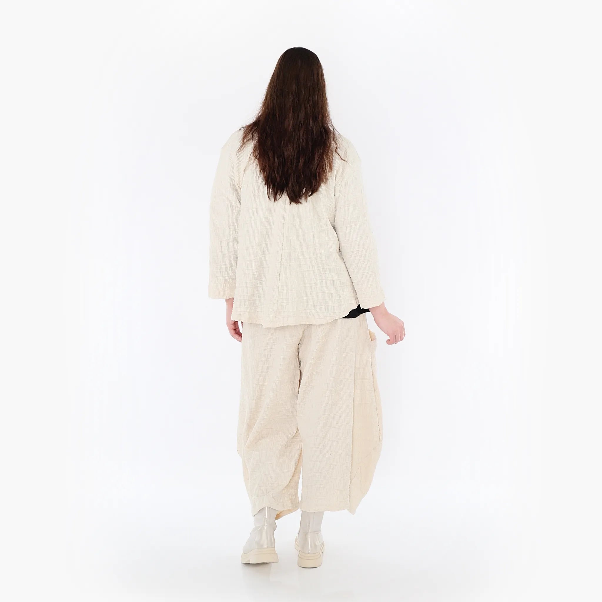 AKH Fashion Jacke in gerundeter Form, aus Baumwolle, 1447.00130, Ecru, Streifen, Schick