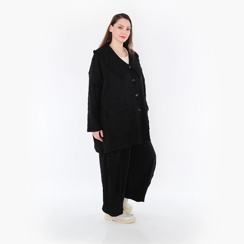  A-Form Jacke von AKH Fashion aus Baumwolle, 1447.06070, Schwarz, Streifen, Schick, Modern