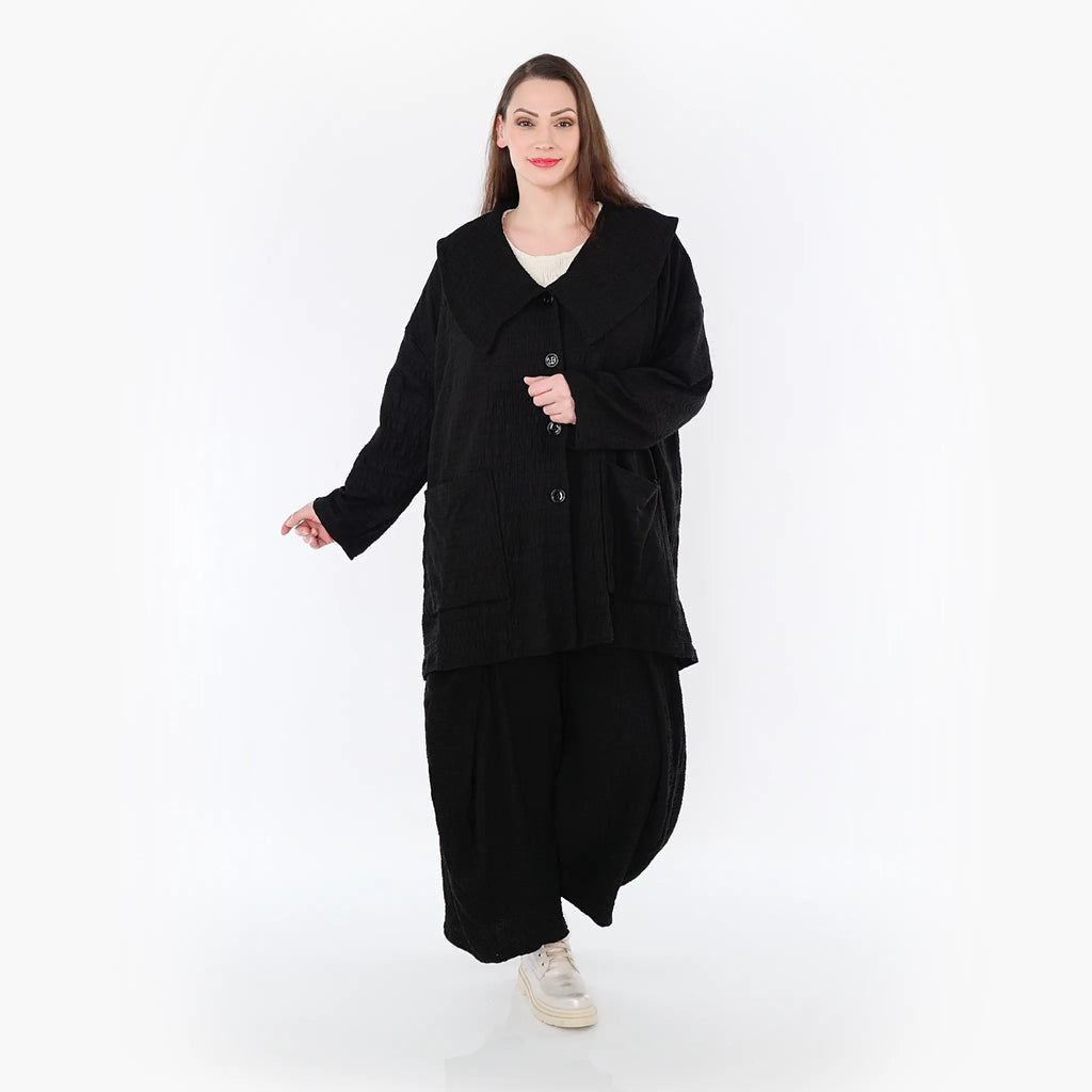  A-Form Jacke von AKH Fashion aus Baumwolle, 1447.06070, Schwarz, Streifen, Schick, Modern