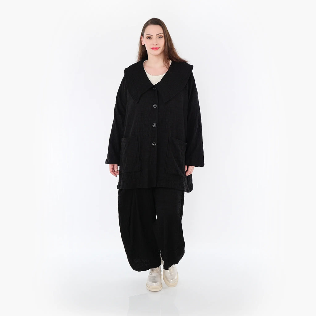  A-Form Jacke von AKH Fashion aus Baumwolle, 1447.06070, Schwarz, Streifen, Schick, Modern