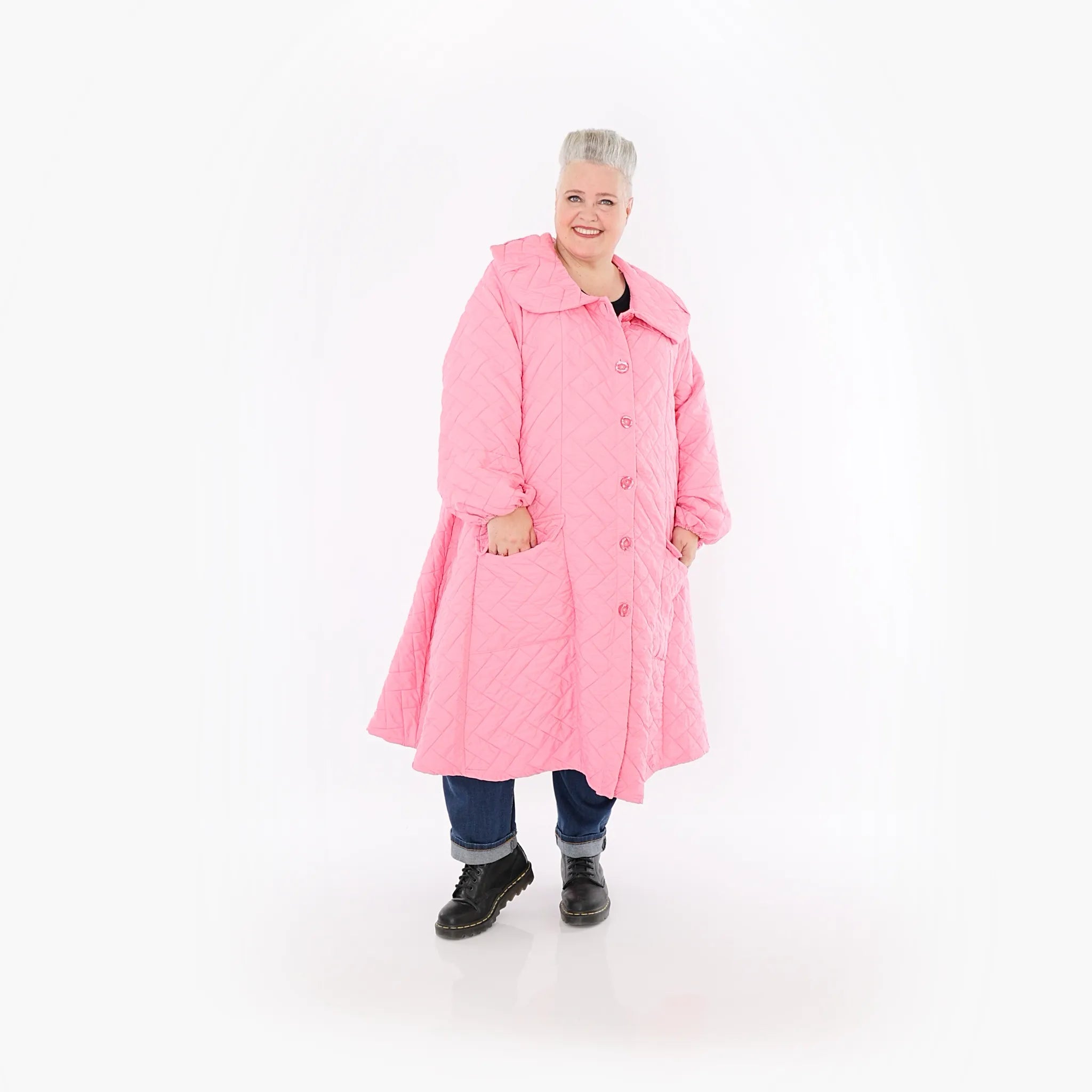  A-Form Mantel von AKH Fashion aus Materialmix, 1448.07034, Pink, Kariert, Schick, Modern