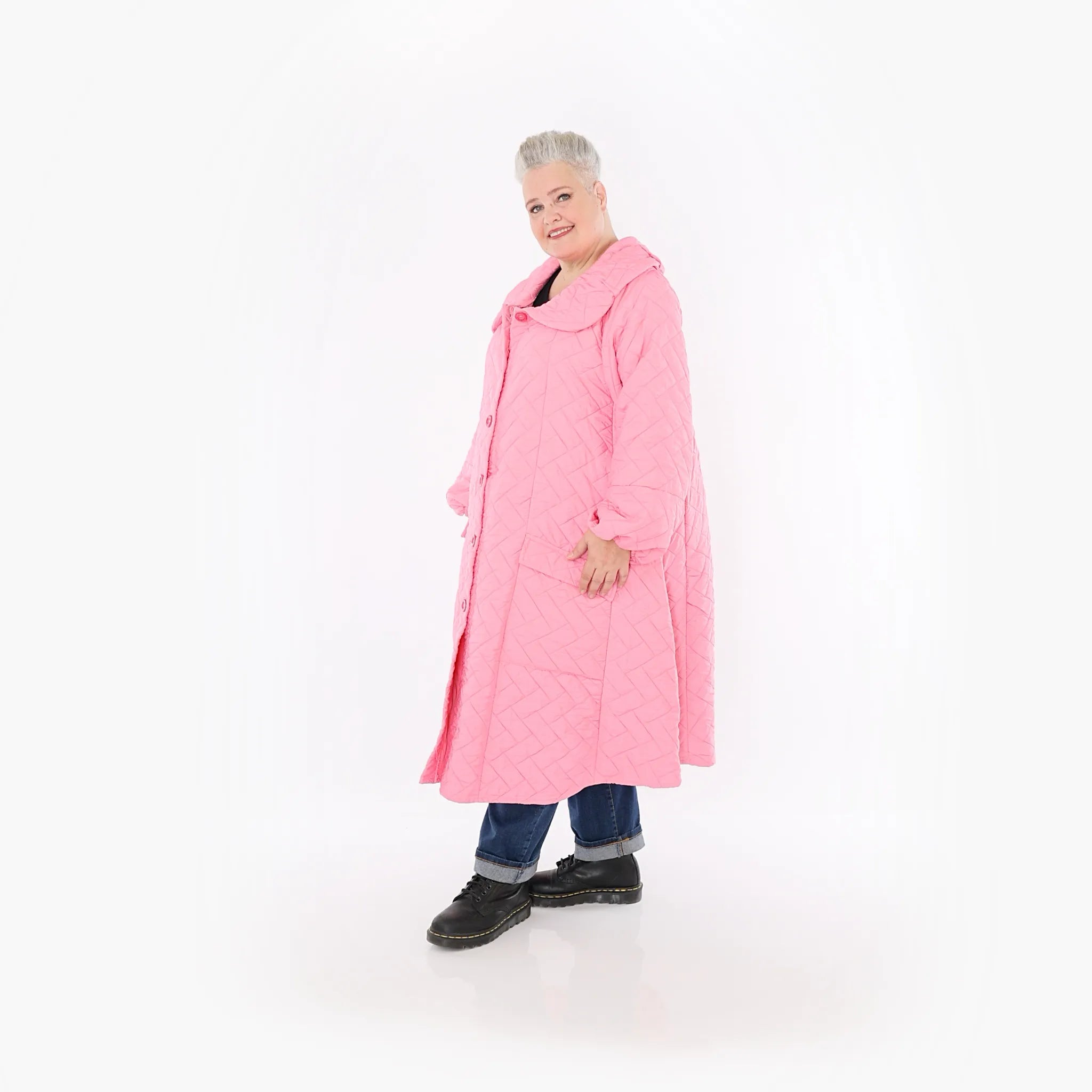  A-Form Mantel von AKH Fashion aus Materialmix, 1448.07034, Pink, Kariert, Schick, Modern